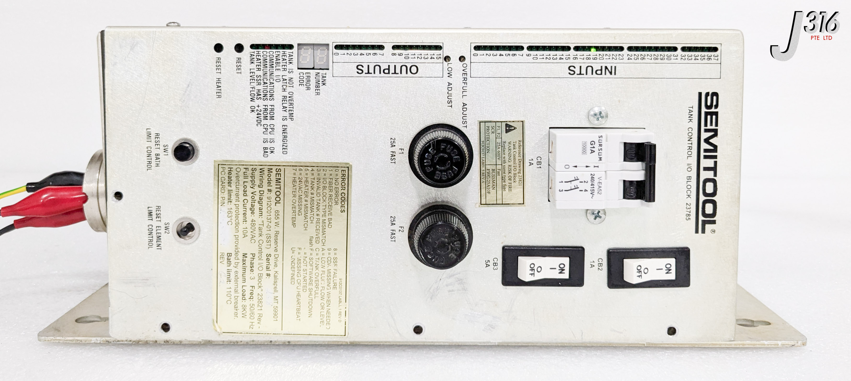 37895 SEMITOOL TANK CONTROL I/O BLOCK, 23821, 23785 912C0137-01 (SST)