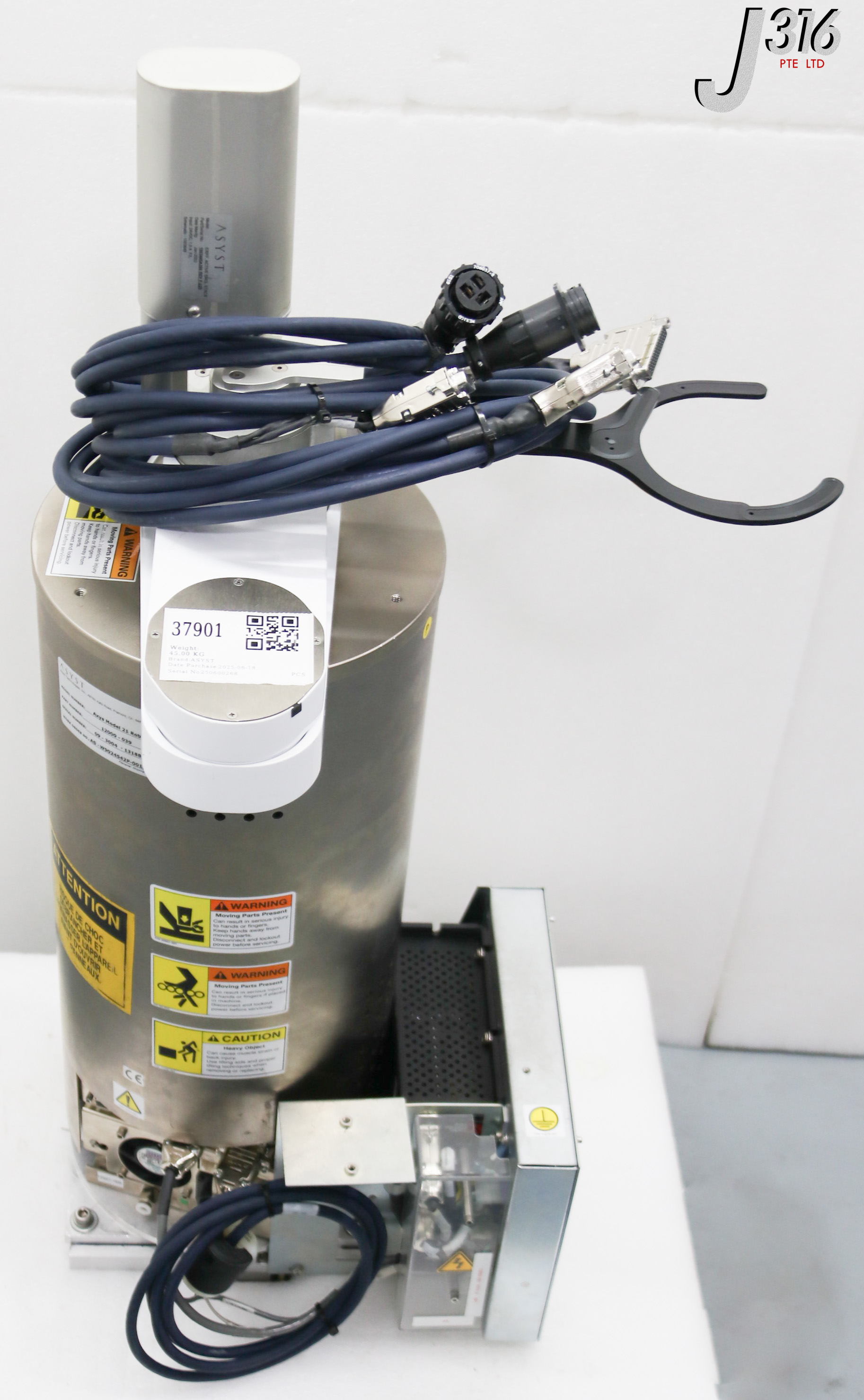 37901 ASYST WAFER TRANSFER ROBOT, P/N: 12000-039, W/ E/EFF, ACTIVE SNGL STACK AXYS MODEL 21 ROBOT