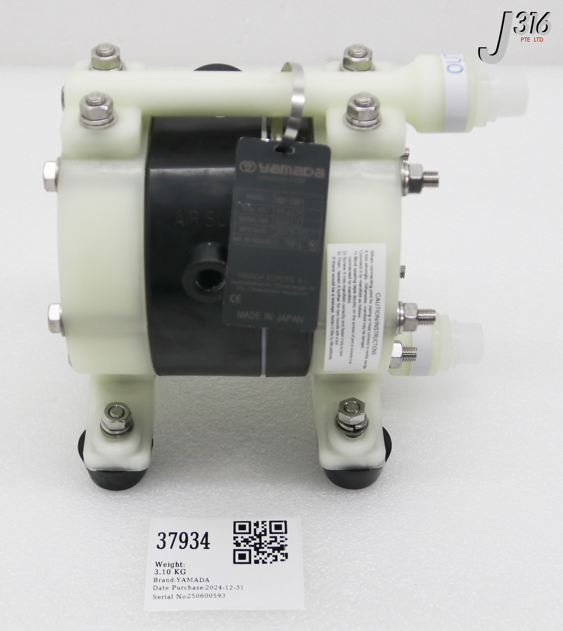 37934 YAMADA AIR POWERED DOUBLE DIAPHRAGM AODD PUMPS NDP-10BPT