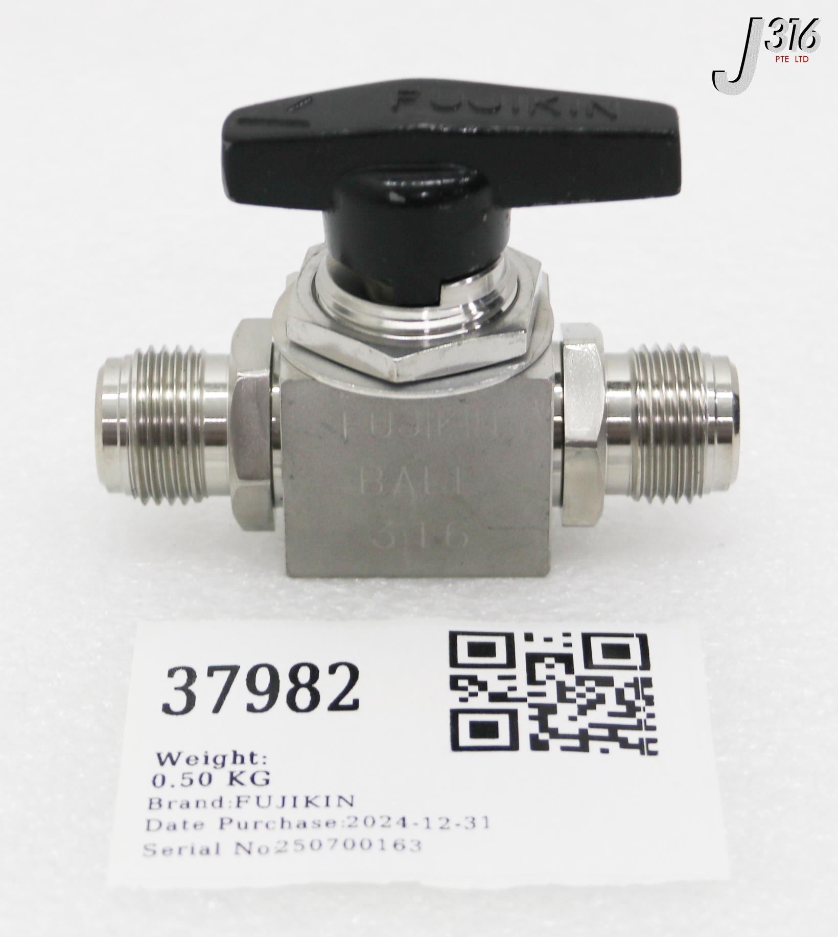 37982 FUJIKIN SS MANUAL BALL VALVE, P/N: 100410 FUBV-715-9.52