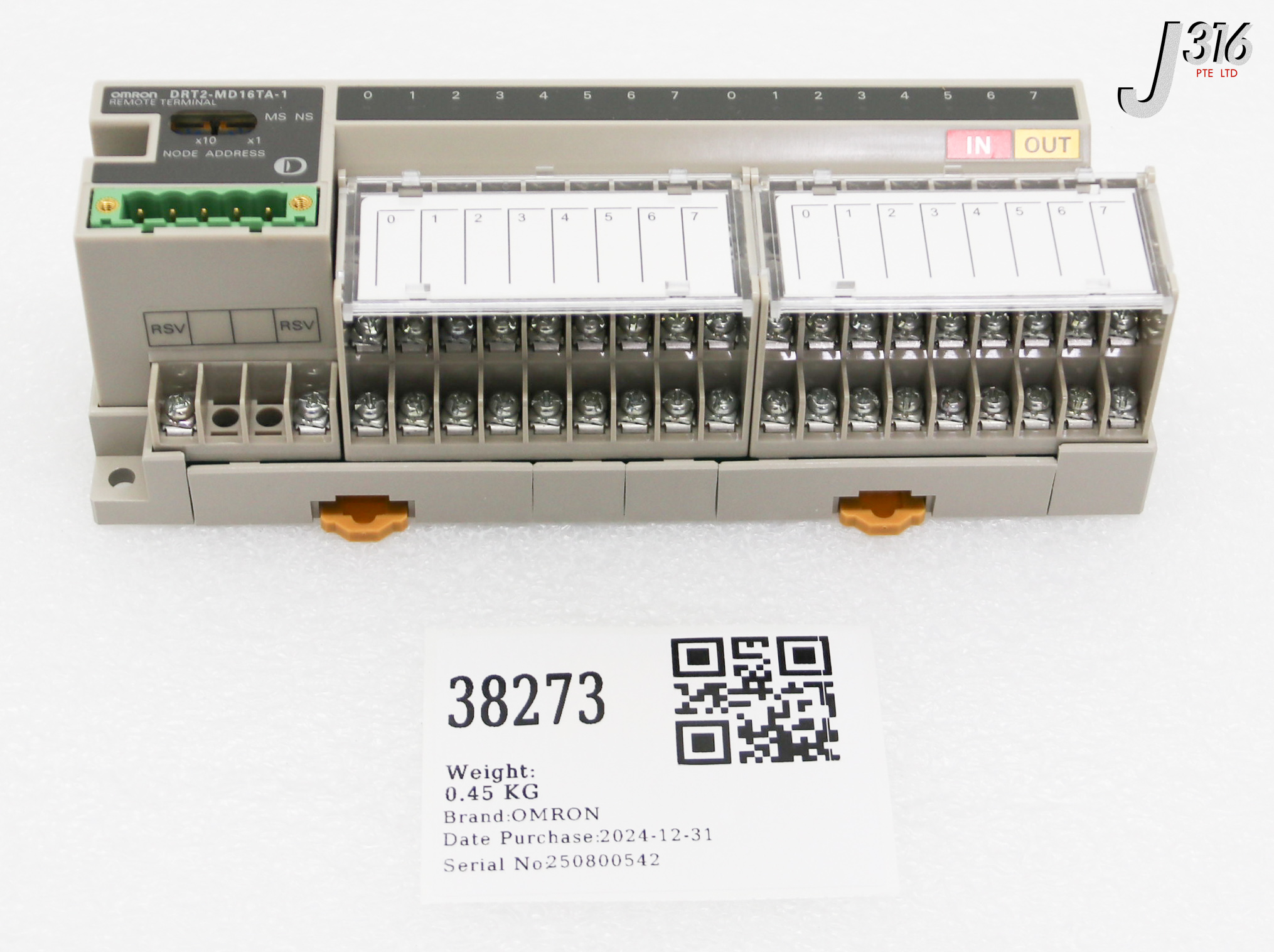 38273 OMRON TERMINAL-REMOTE DVCNET 8 INP & 8, ASM 41-125761A02 (NEW) DRT2-MD16TA-1