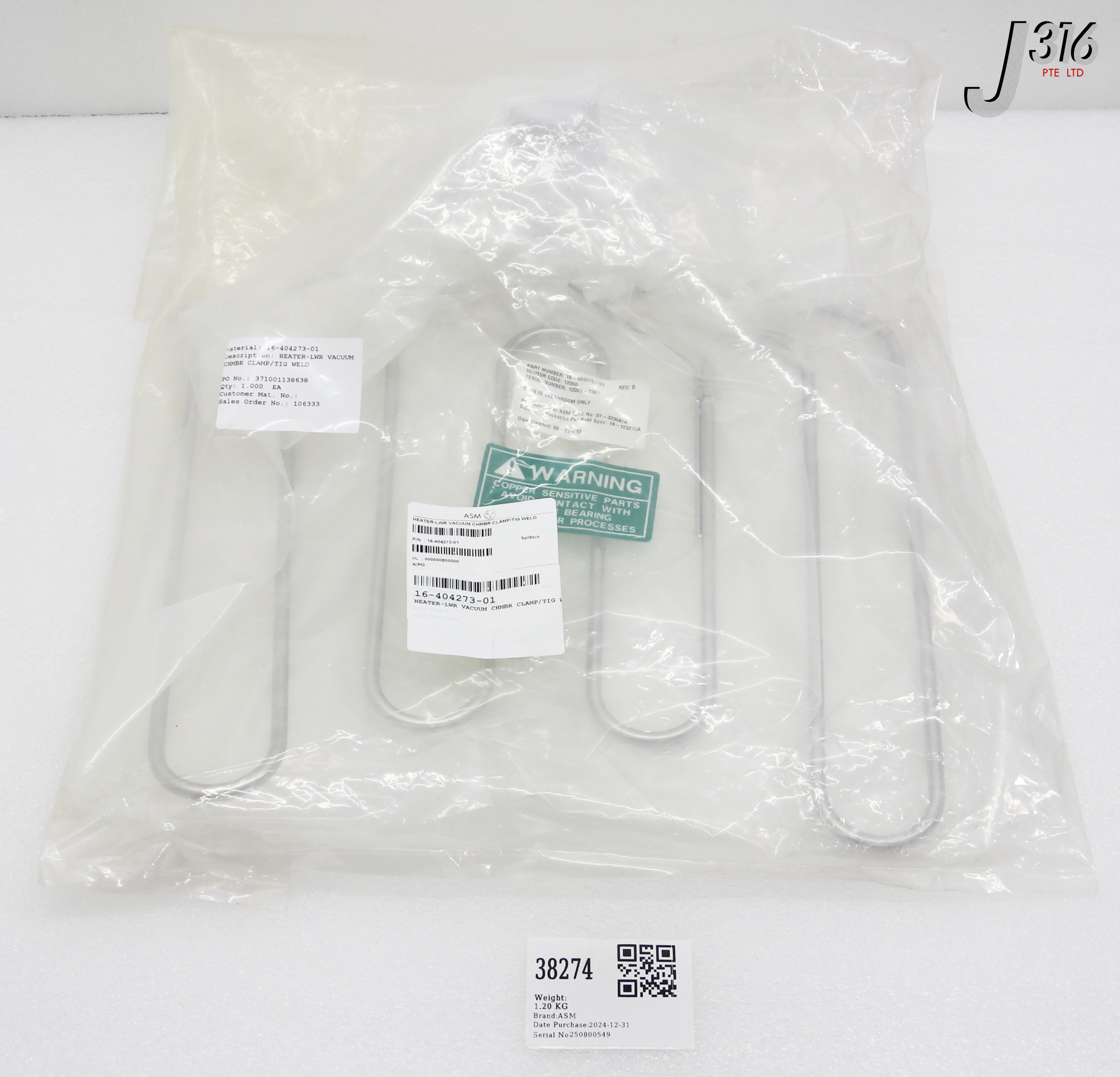 38274 ASM HEATER-LWR VACUUM CHMBR CLAMP/ TIG WELD (NEW) 16-404273-01