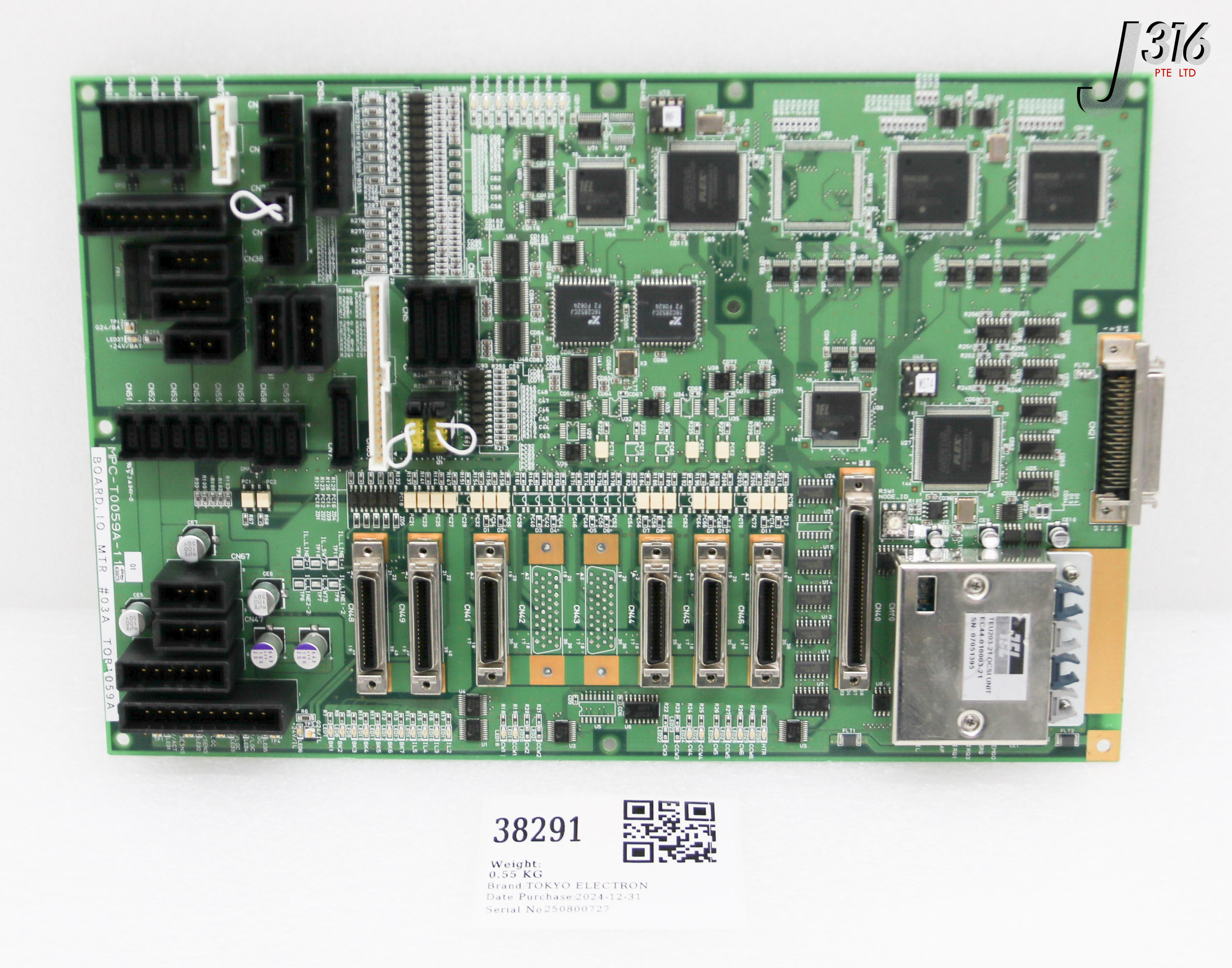 38291 TOKYO ELECTRON PCB, BOARD IO MTR#03A, TOB1059A, W/ TEU203-21 OCSI UNIT MPC-T0059A-11