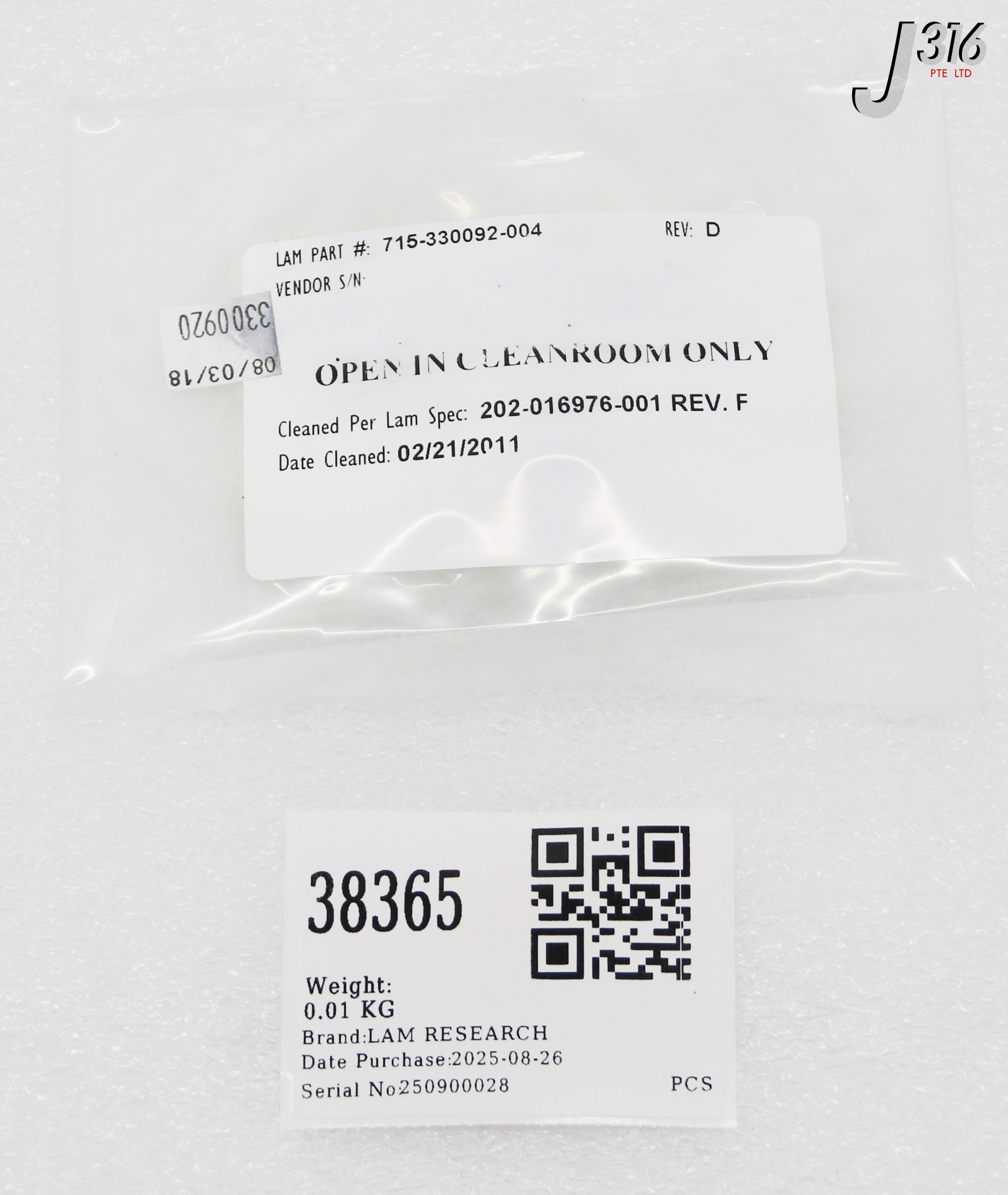 38365 LAM RESEARCH CAP- GAS RING, TRI-HEAD, ACME COAT (NEW) 715-330092-004