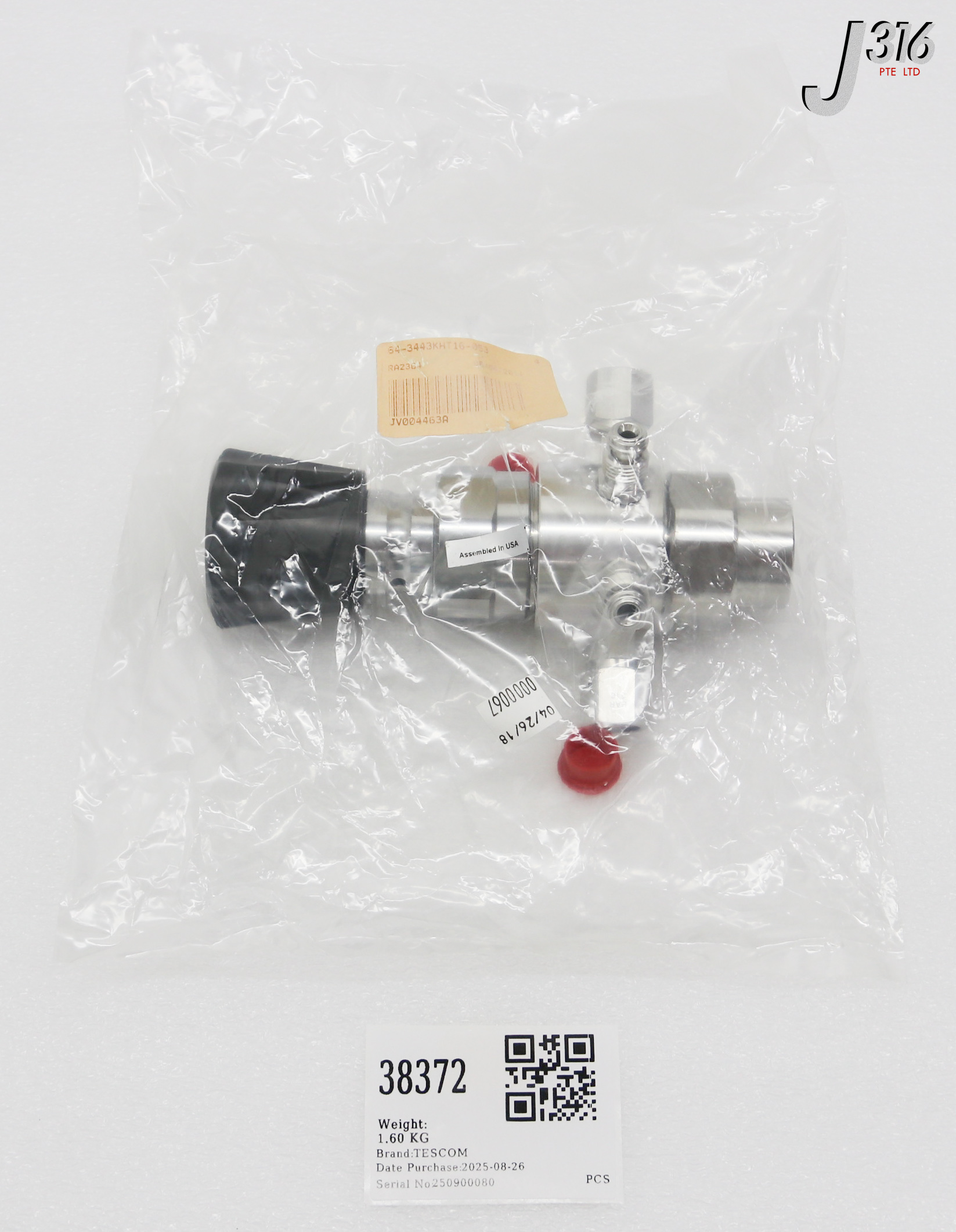 38372 TESCOM ULTRA HIGH PURITY TWO STAGE REGULATOR 1-150 PSIG (NEW) 64-3443KHT16-053