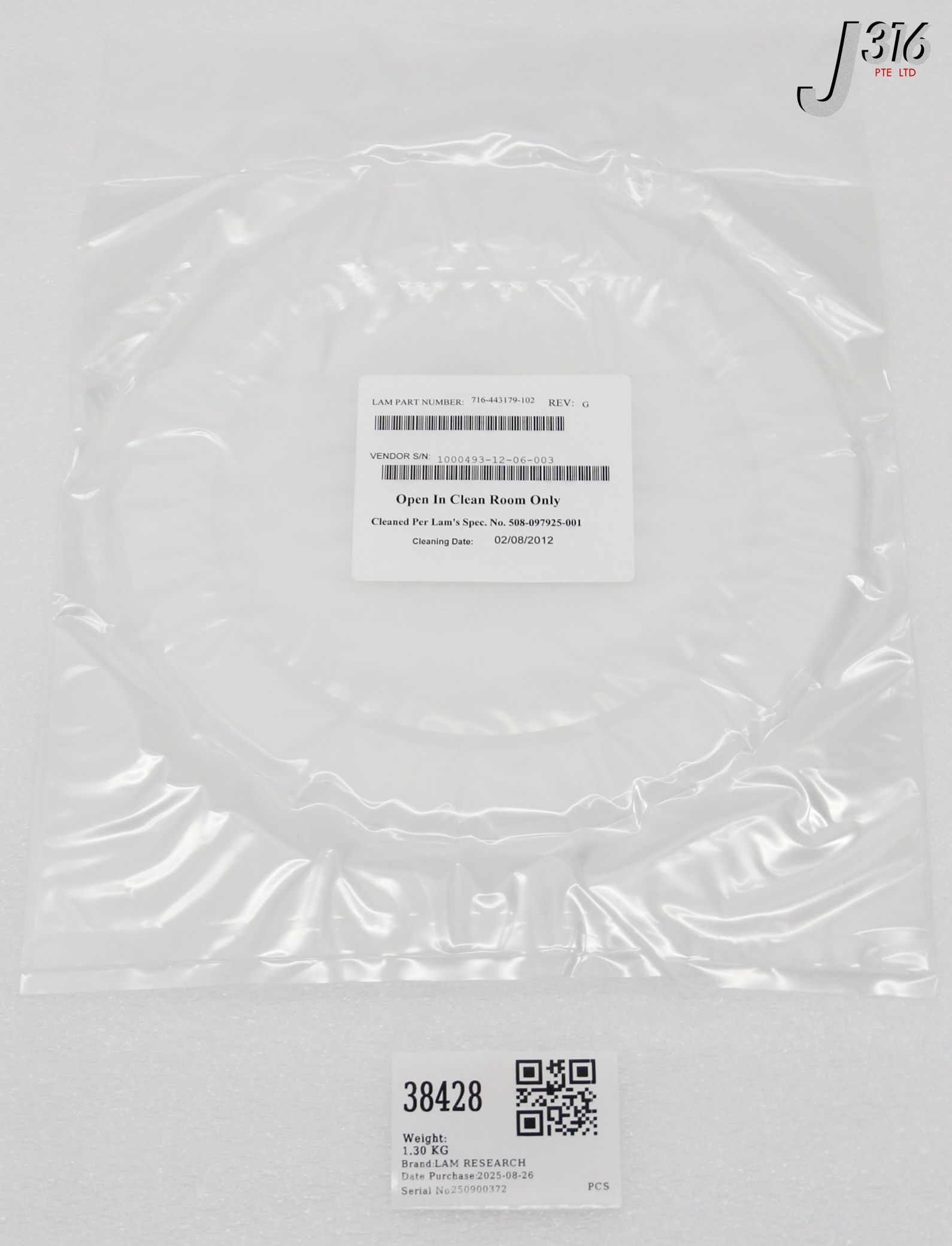 38428 LAM RESEARCH R, EDGE BASE QUARTZ (NEW) 716-443179-102