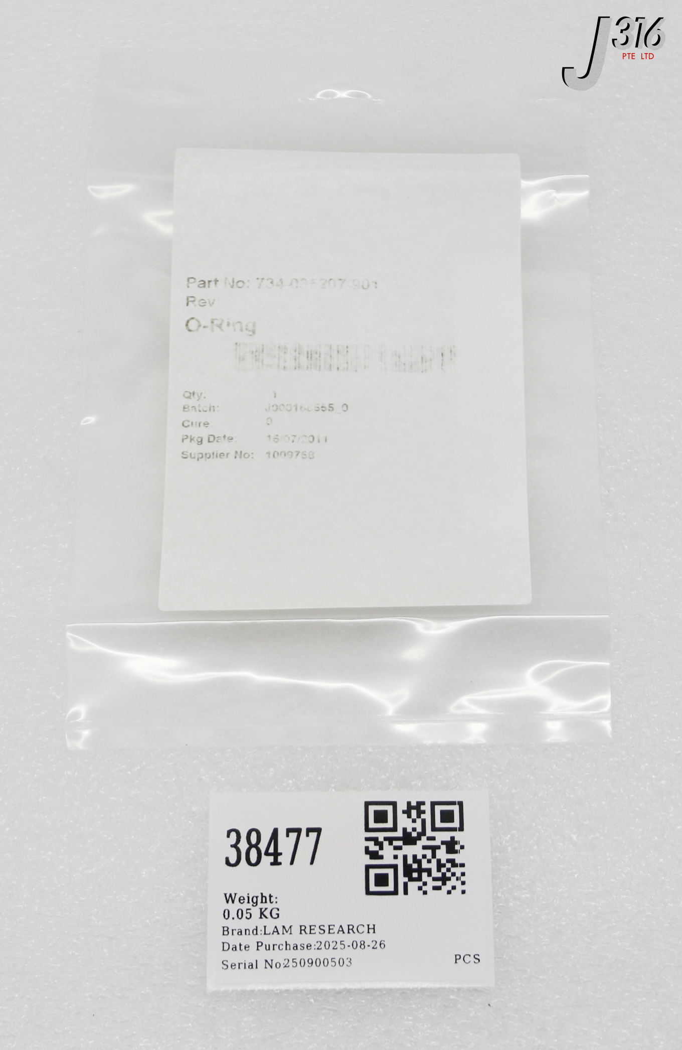 38477 LAM RESEARCH O-RING, PERLAST, G74PSCMS, 0.737X 0.098 (NEW) 734-035207-901