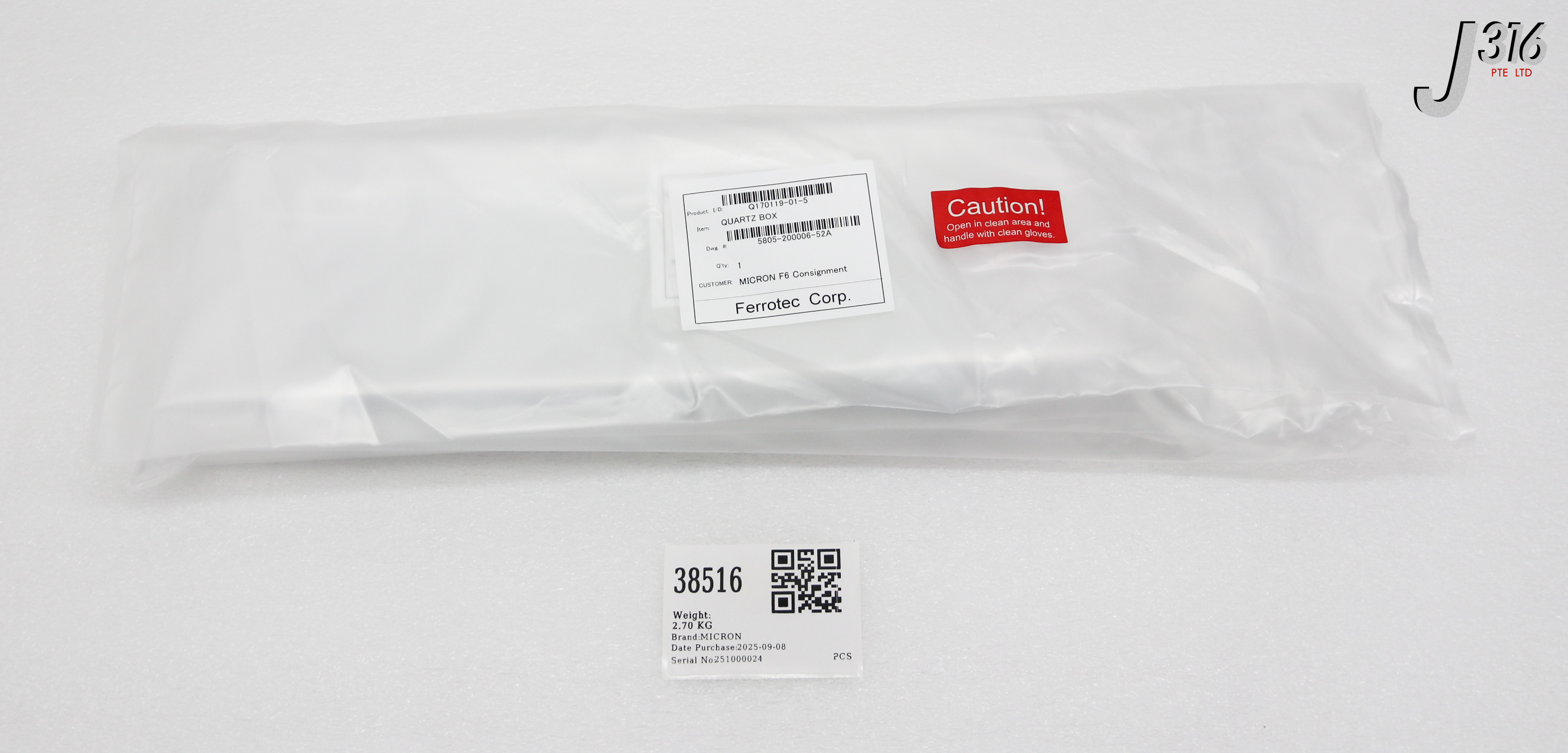 38516 FERROTEC CORP QUARTZ BOX (NEW) 5805-200006-52A