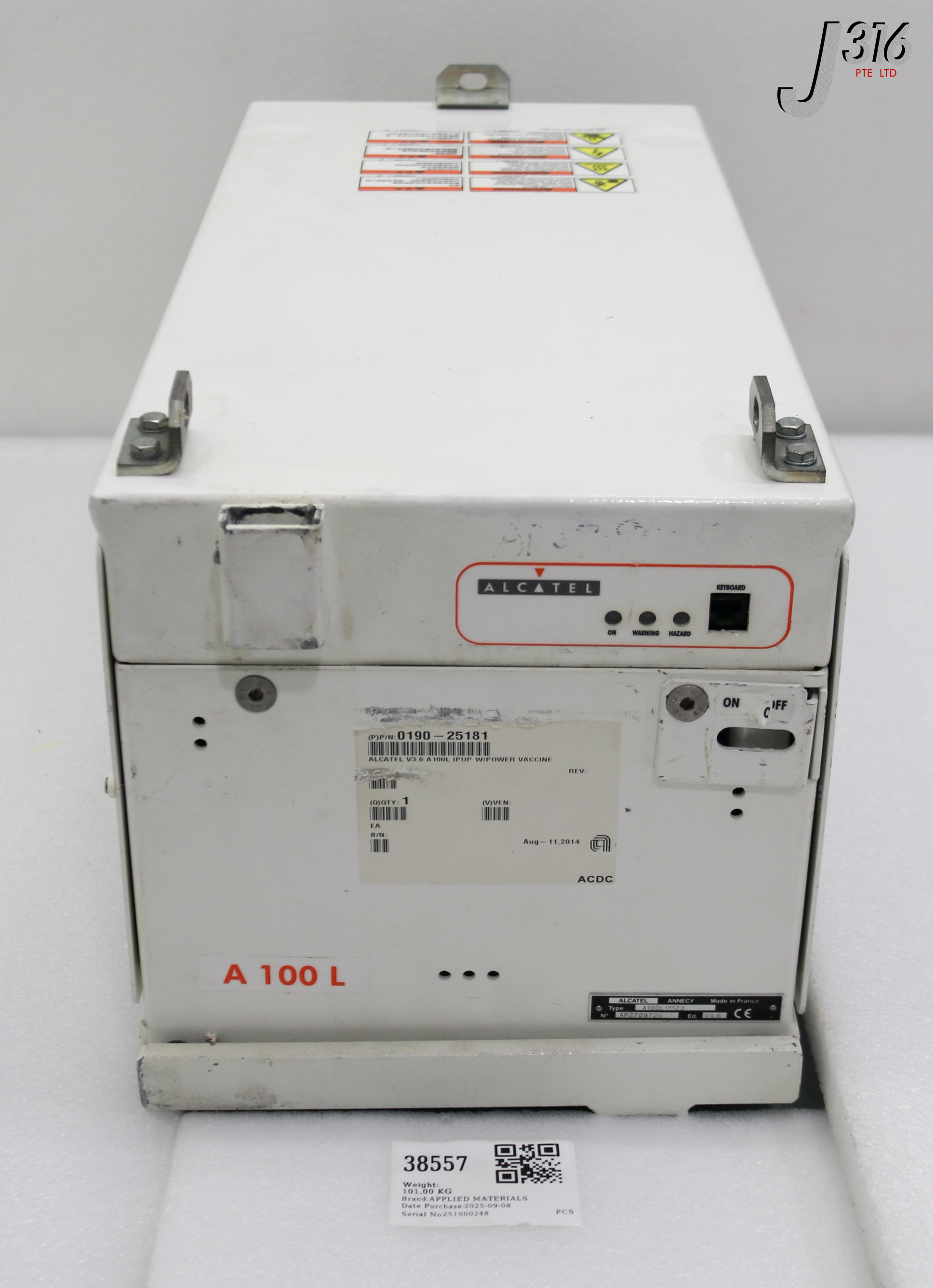 38557 APPLIED MATERIALS ALCATEL IPUP DRY VACUUM PUMP, TYPE: A100L11123, A100L 0190-25181