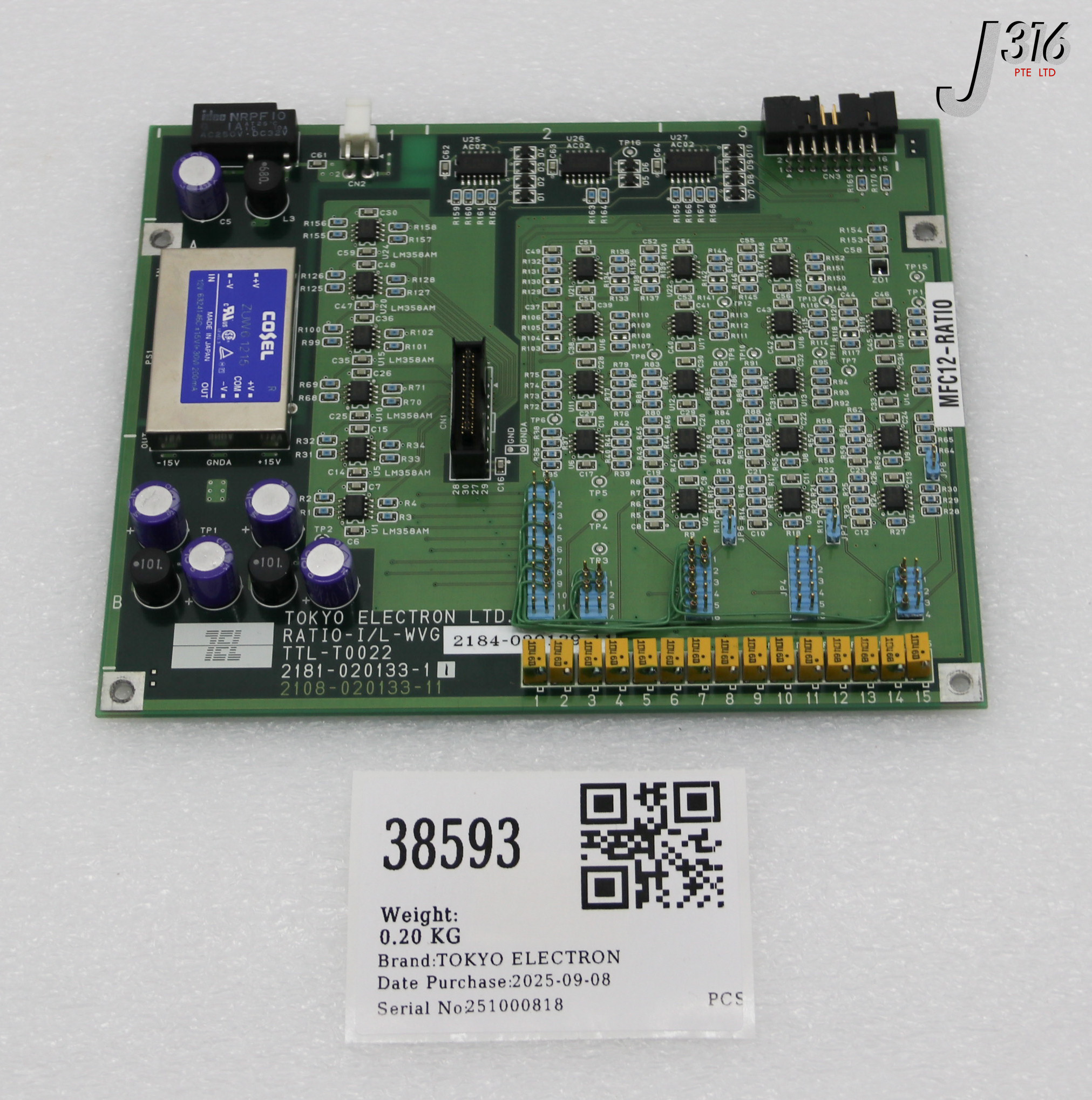 38593 TOKYO ELECTRON RATIO-I/L-WVG PCB TTL-T0022 2184-020139-11