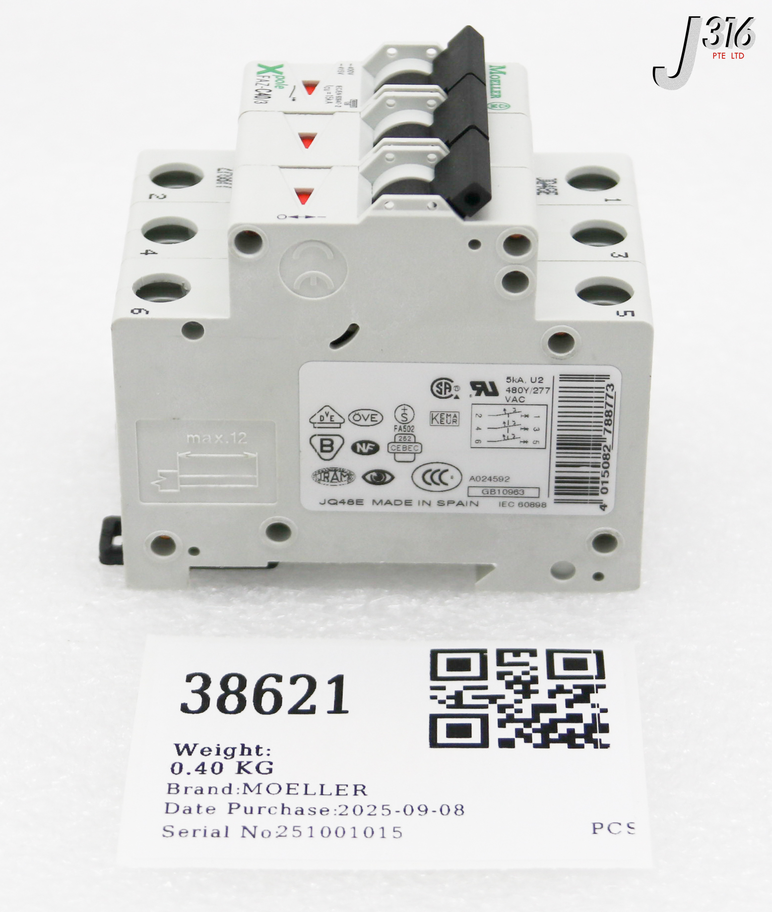 38621 MOELLER MCB 400V 415V (NEW) FAZ-C40/3
