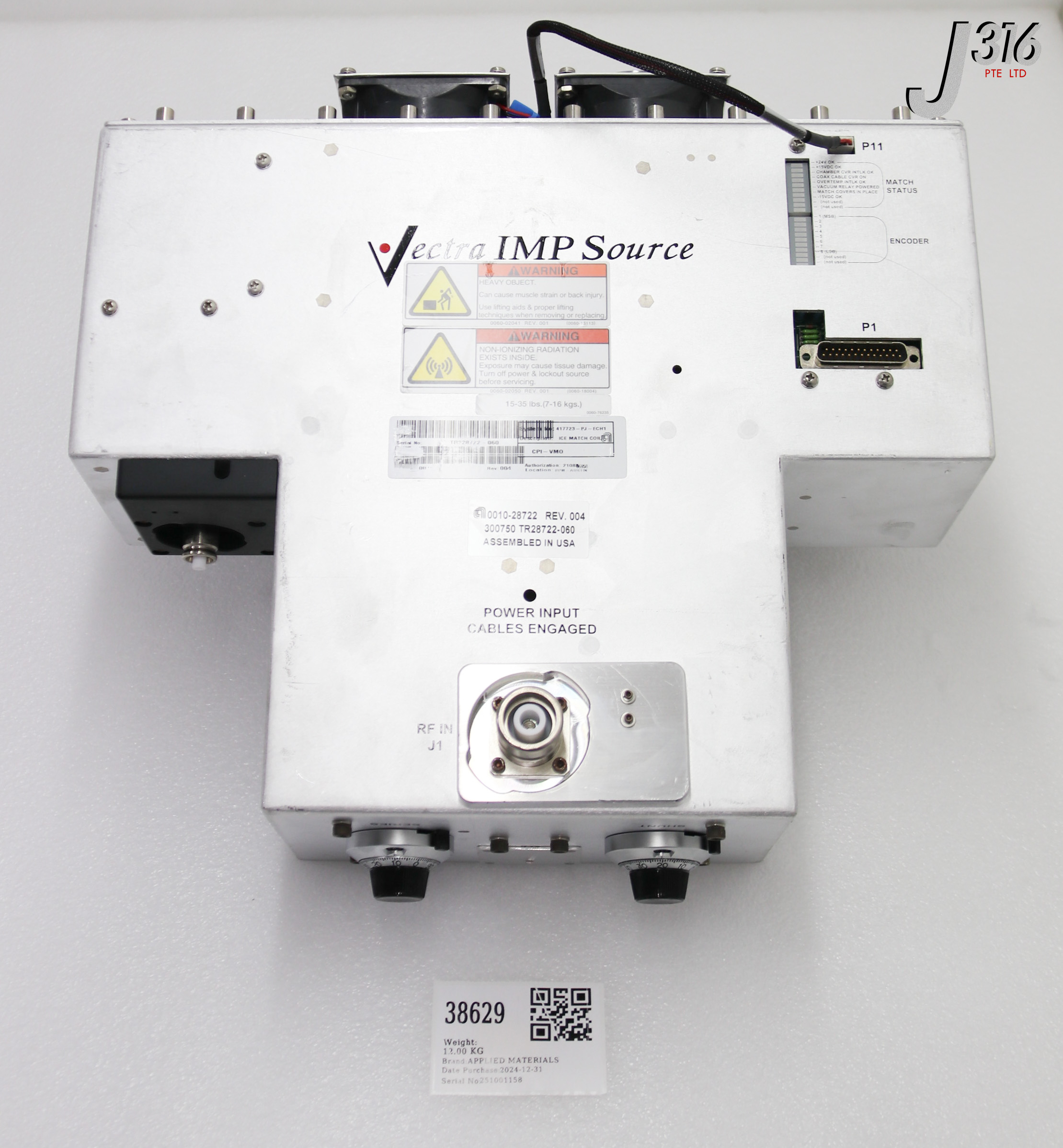 38629 APPLIED MATERIALS MATCH 2MHZ RF ICE REV 3.1 300MM VECTR 0010-28722
