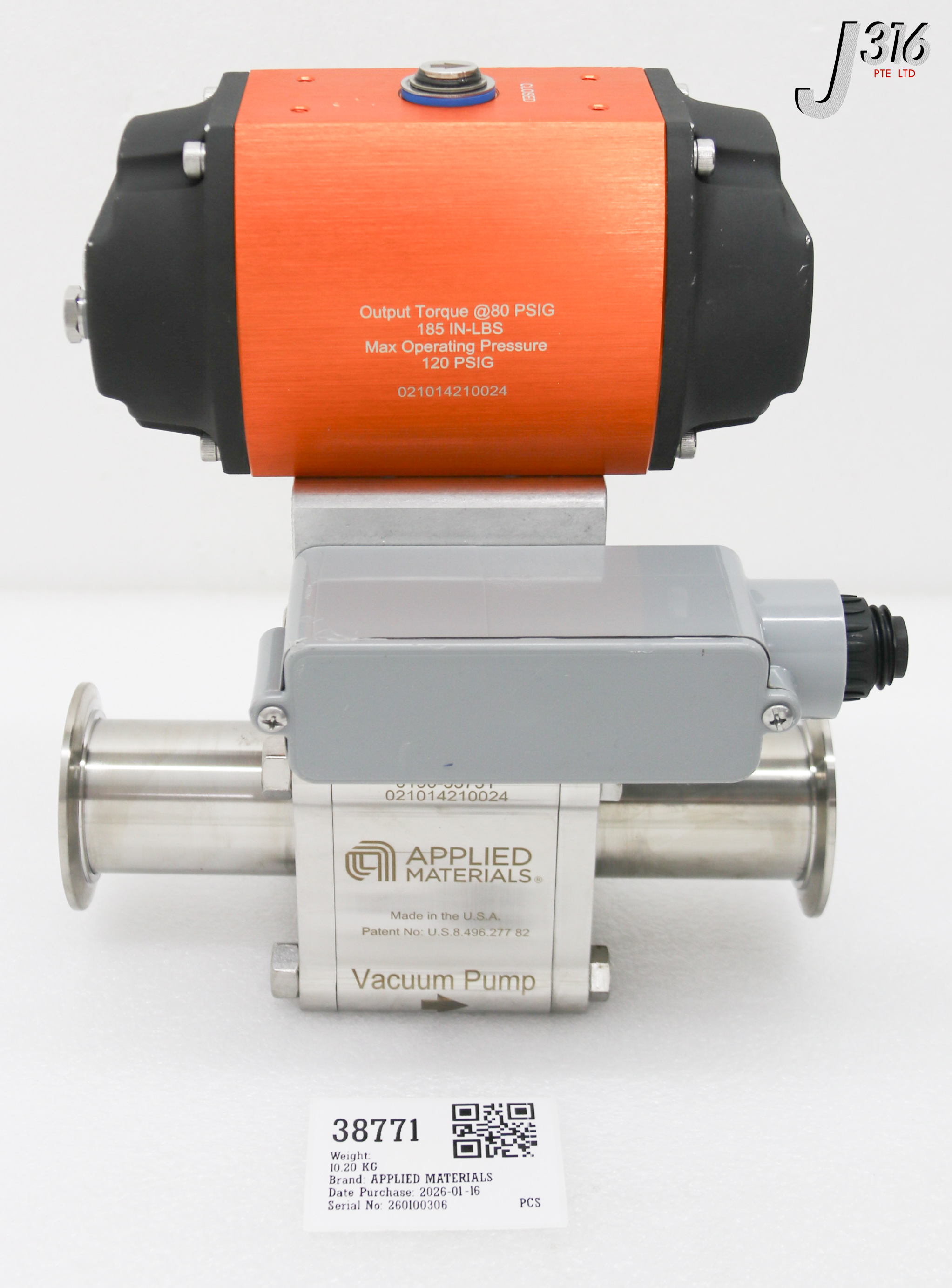 38771 APPLIED MATERIALS VACUUM PUMP VALVE 0190-53731