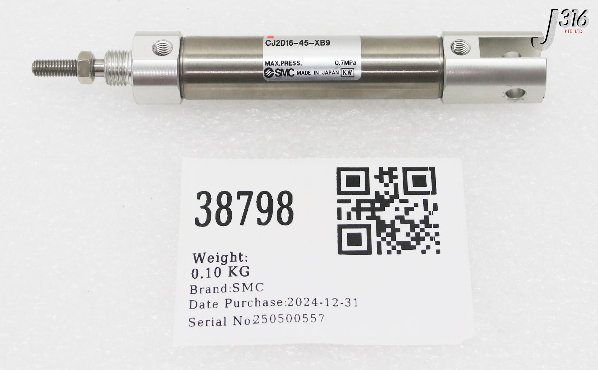 38798 SMC PNEUMATIC CYLINDER, 0.7MPa CJ2D16-45-XB9