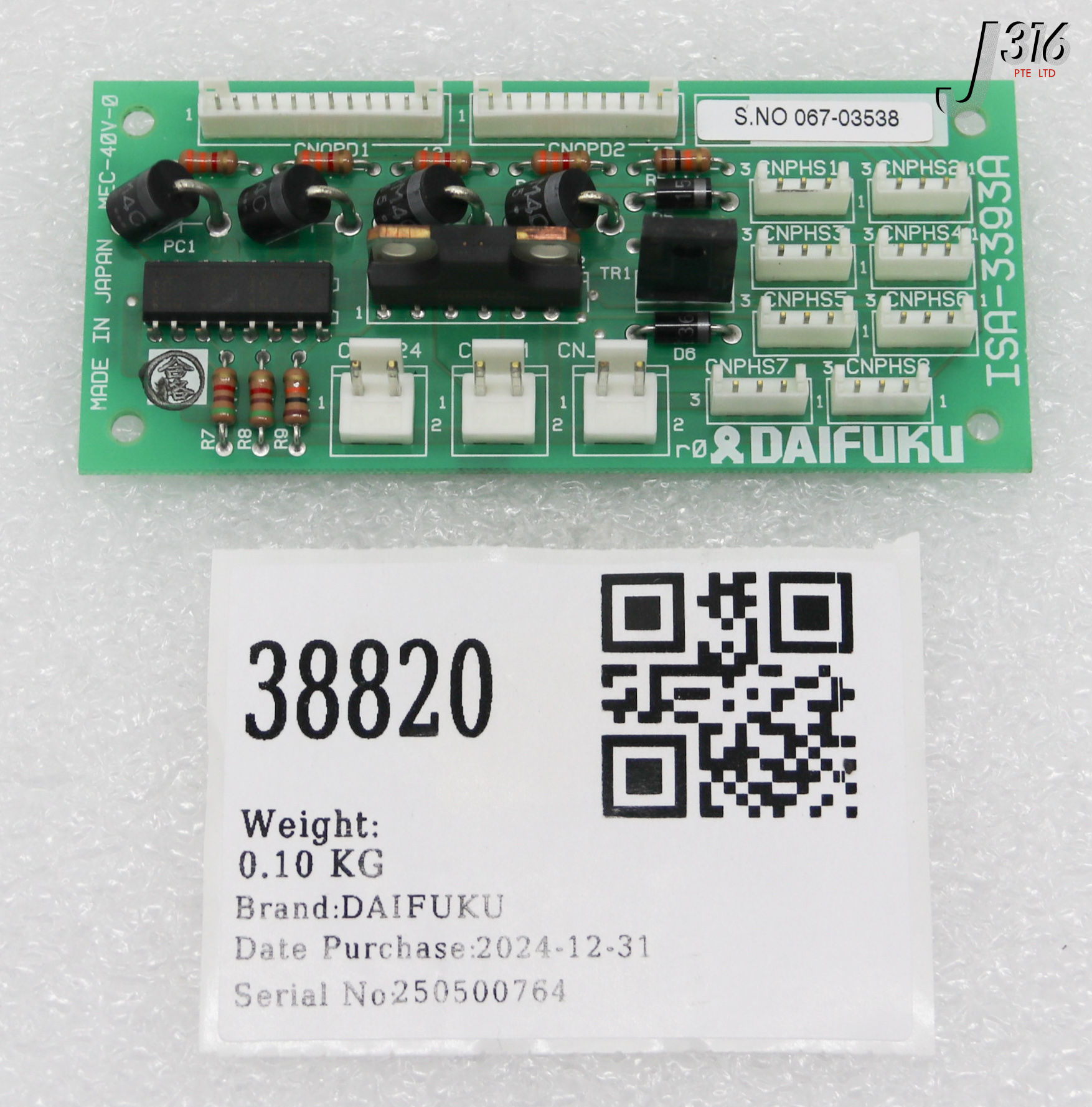 38820 DAIFUKU CONNECTOR INTERFACE BOARD ISA-3393A