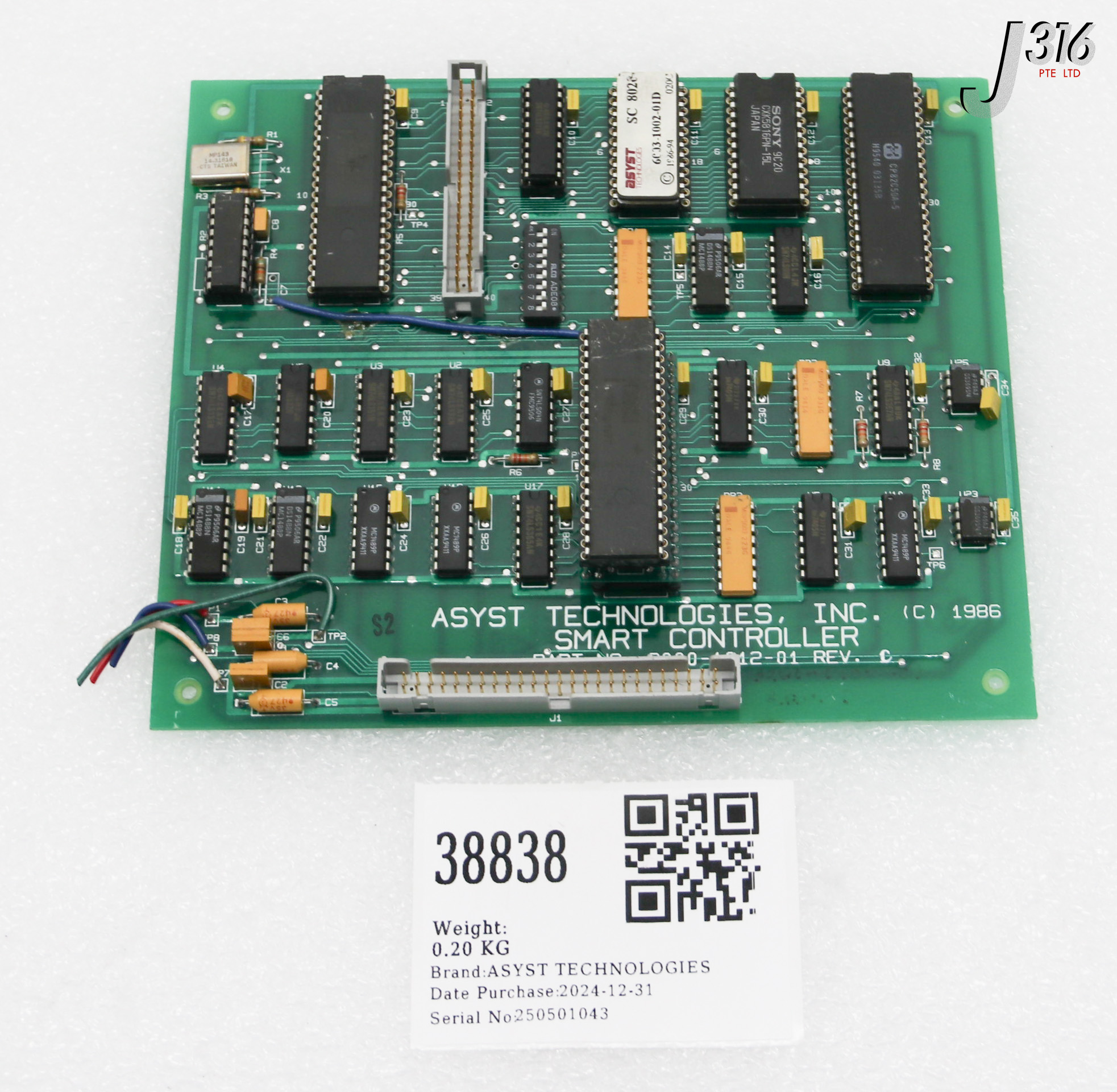 38838 ASYST TECHNOLOGIES PCB, SMART CONTROLLER BOARD 3000-1012-01
