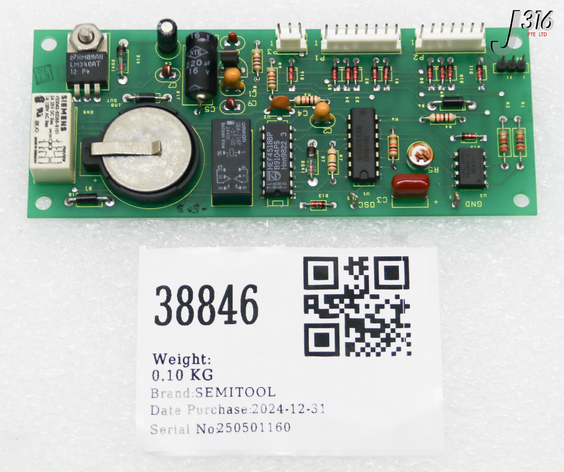 38846 SEMITOOL PCB ASSY, RINSE TIMER BD 16756-505