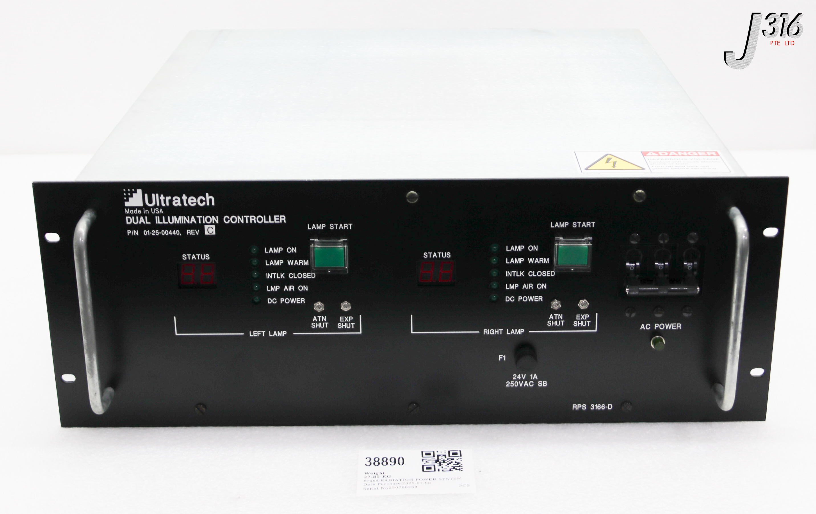 38890 RADIATION POWER SYSTEM ULTRATECH DUAL ILLUMINATION CONTROLLER, P/N: 01-25-00440 RPS 3166-D