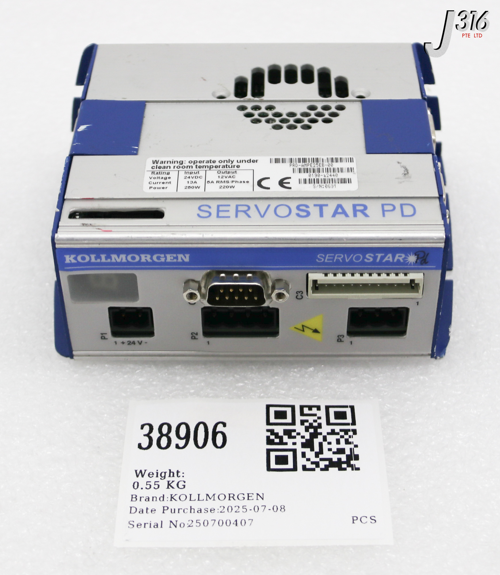 38906 KOLLMORGEN SERVO DRIVE, SERVOSTAR PD, AMAT: 0190-A2440 (PARTS) PRD-AMPE25EB-00
