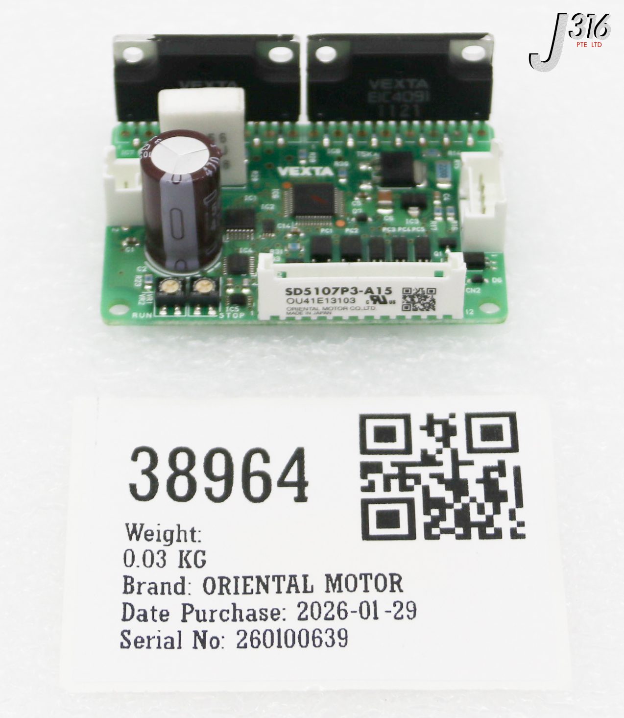 38964 ORIENTAL MOTOR MOTOR DRIVER BOARD SD5107P3-A15