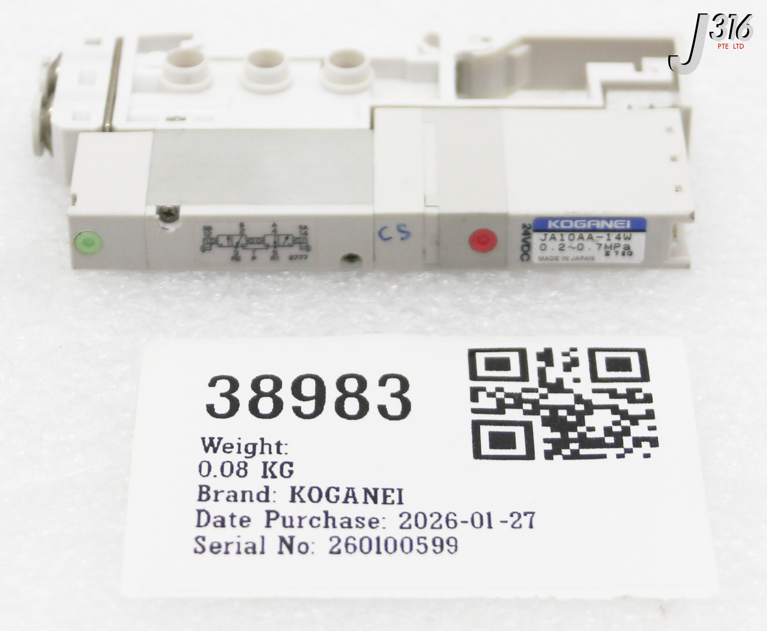 38983 KOGANEI SOLENOID VALVE JA10AA-14W