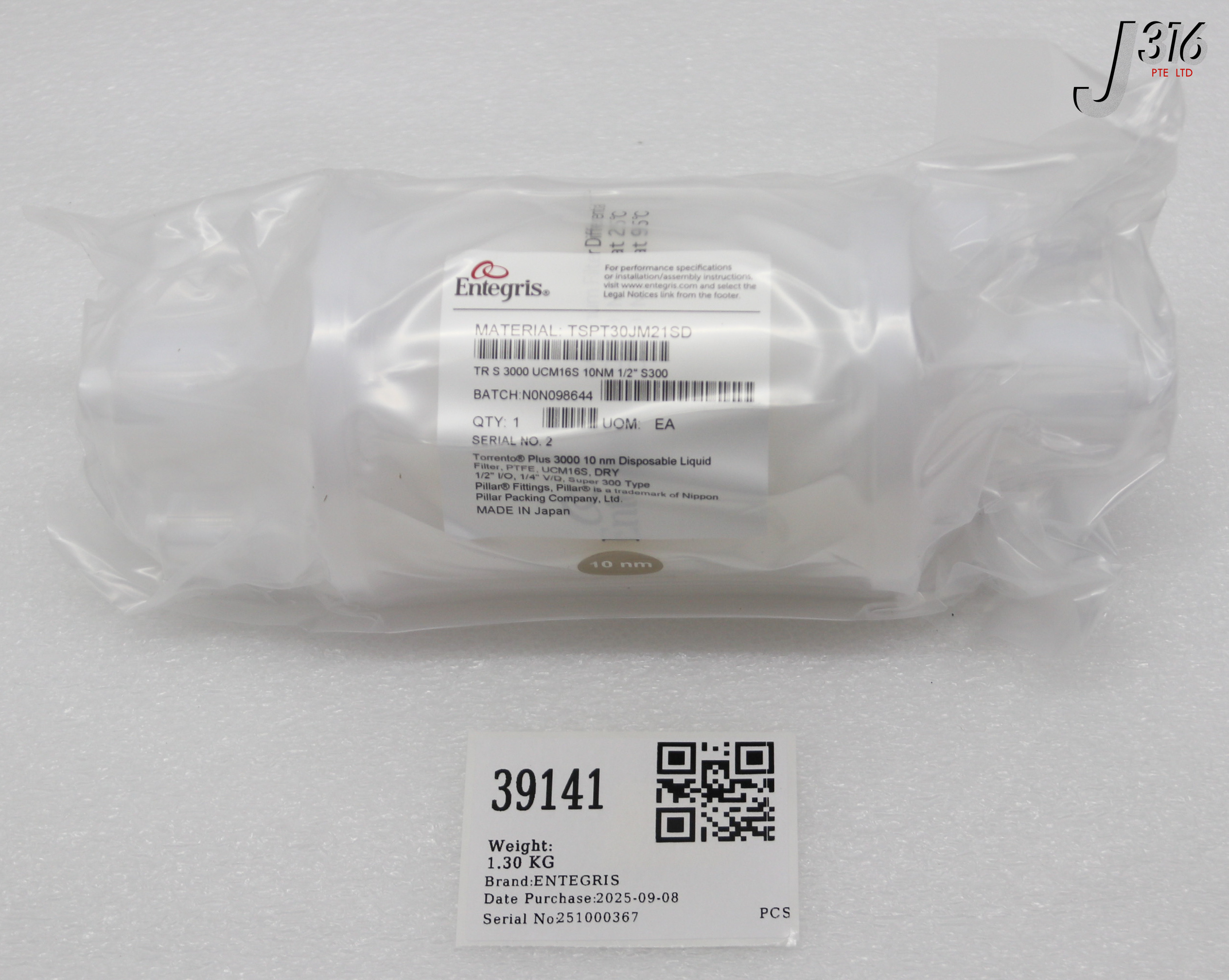 39141 ENTEGRIS TR S 3000 UCM16S 10NM 1/2" S300 (NEW) TSPT30JM21SD