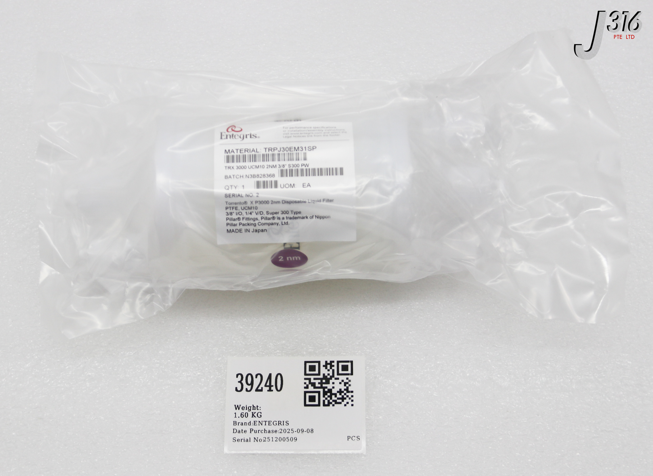 39240 ENTEGRIS TRX 3000 UCM10 2NM  3/8  S300 PW (NEW) TRPJ30EM31SP