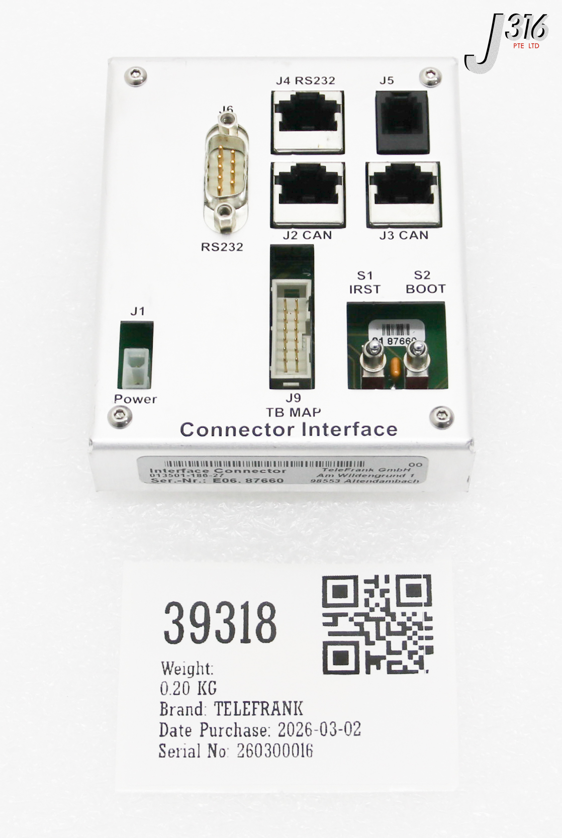 39318 TELEFRANK INTERFACE CONNECTOR 013501-186-27