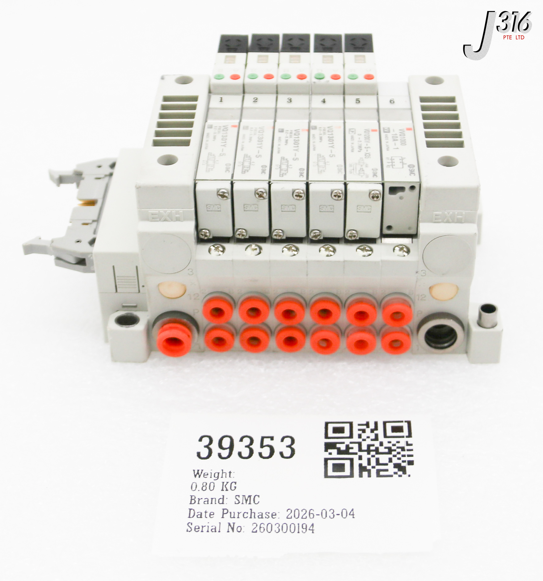 39353 SMC 6SLOT PNEUMATIC MANIFOLD BASE, 493-05457-00 VV5Q11-ULB970147