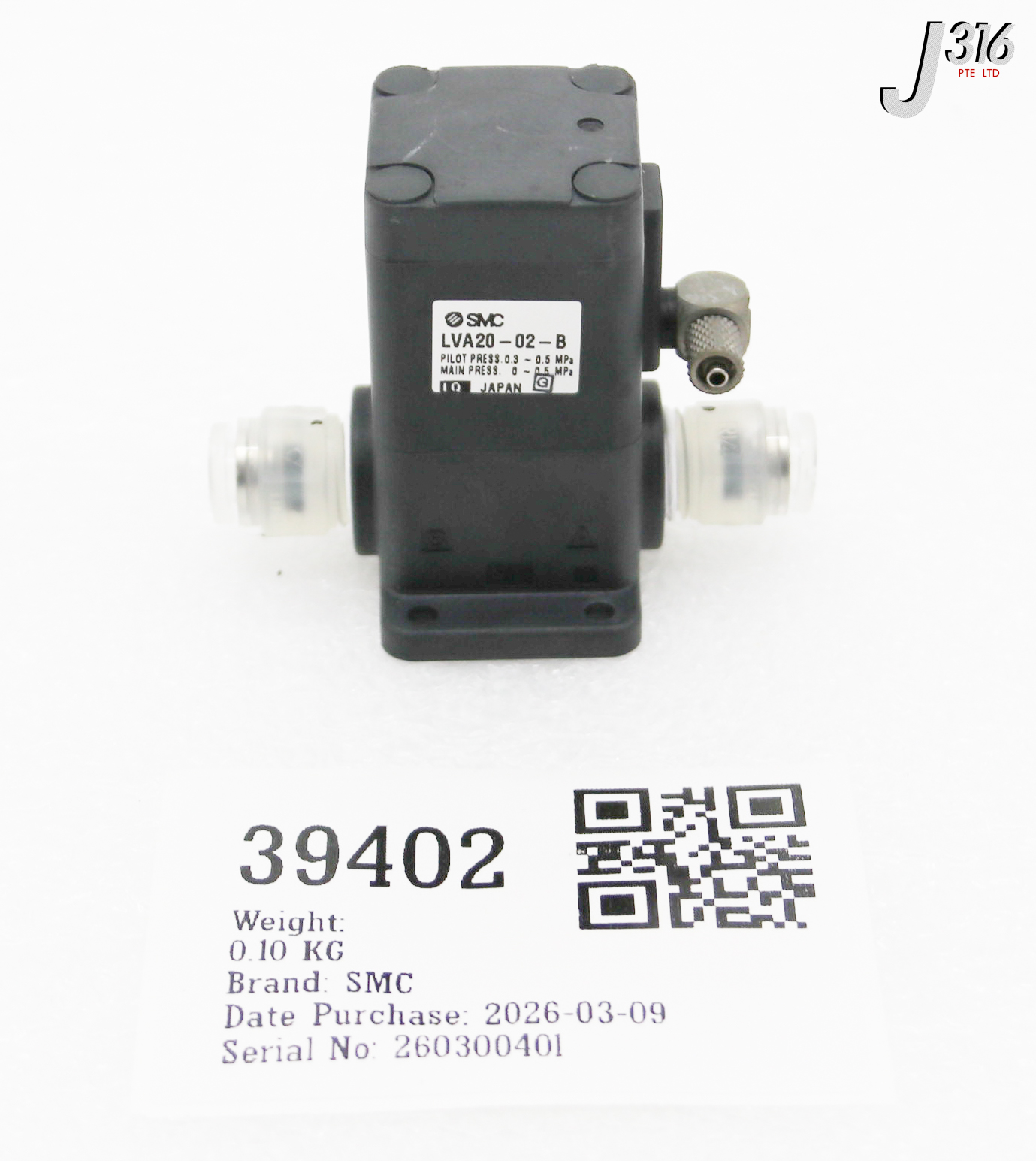 39402 SMC FLUOROPOLYMER VALVE SMC LVA20-02-B