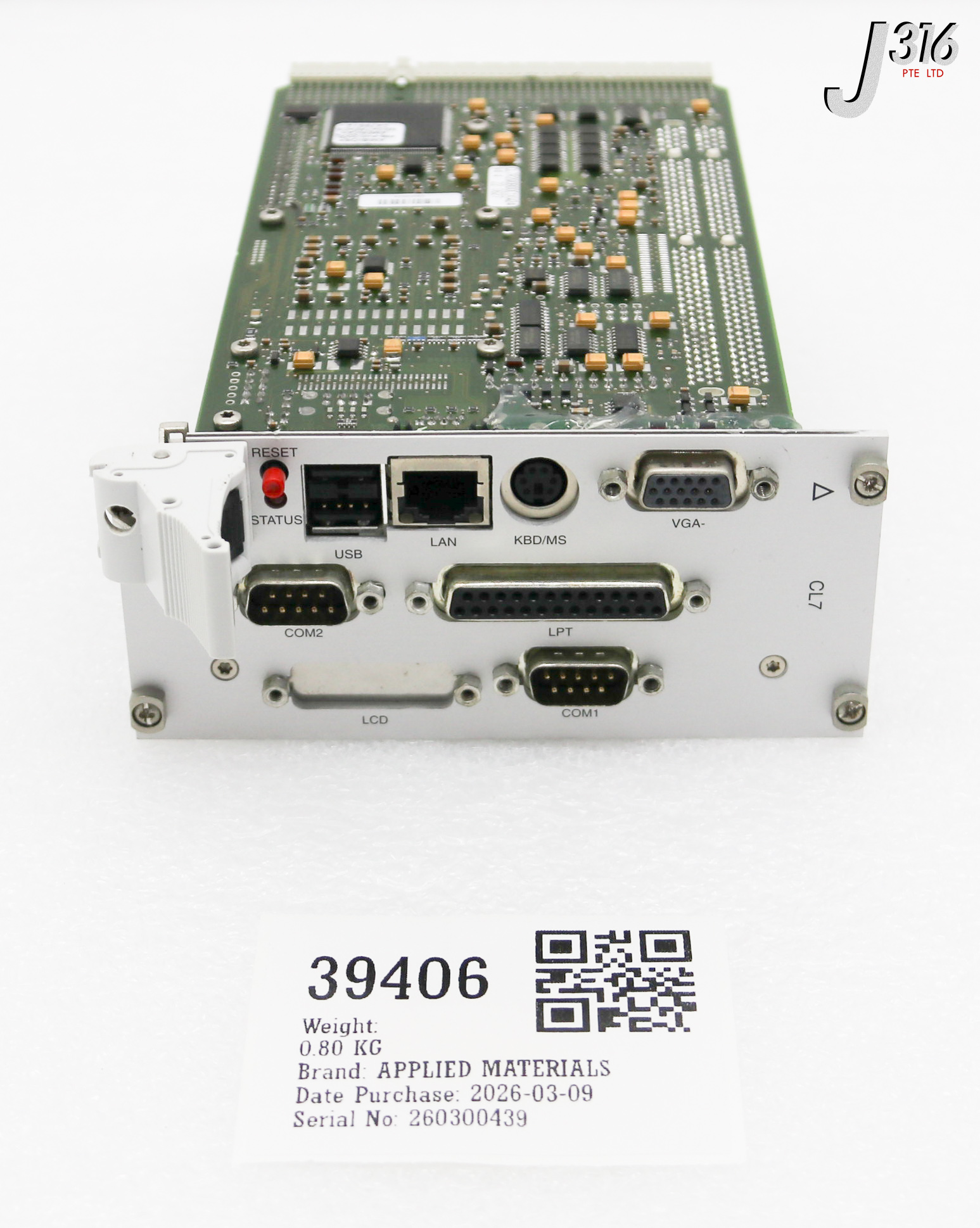 39406 APPLIED MATERIALS CPCI SBS CL7R2Q0B00CW W/ 80GB HDD,0090-03162 0190-15489