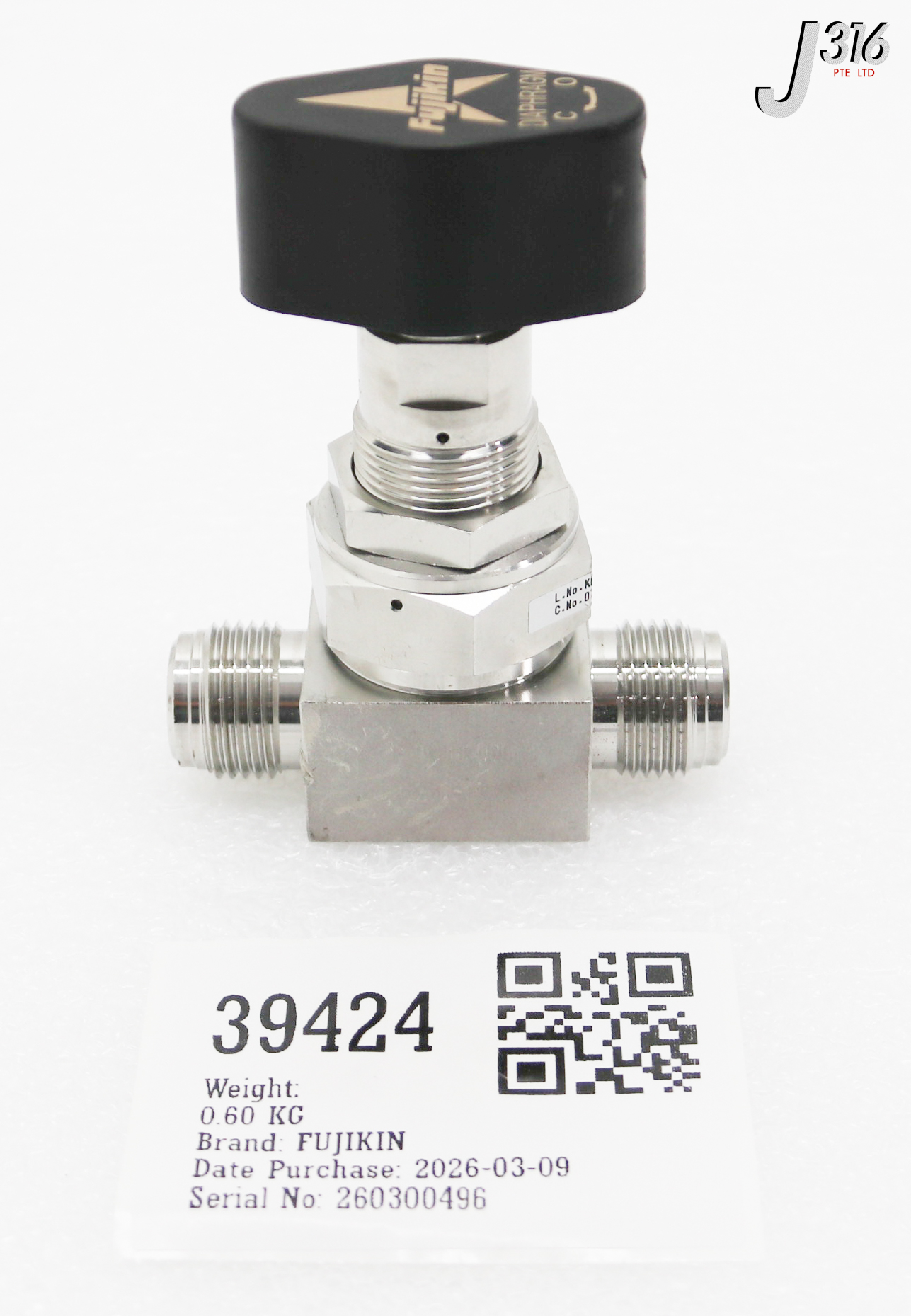 39424 FUJIKIN DIAPHRAGM VALVE 077354