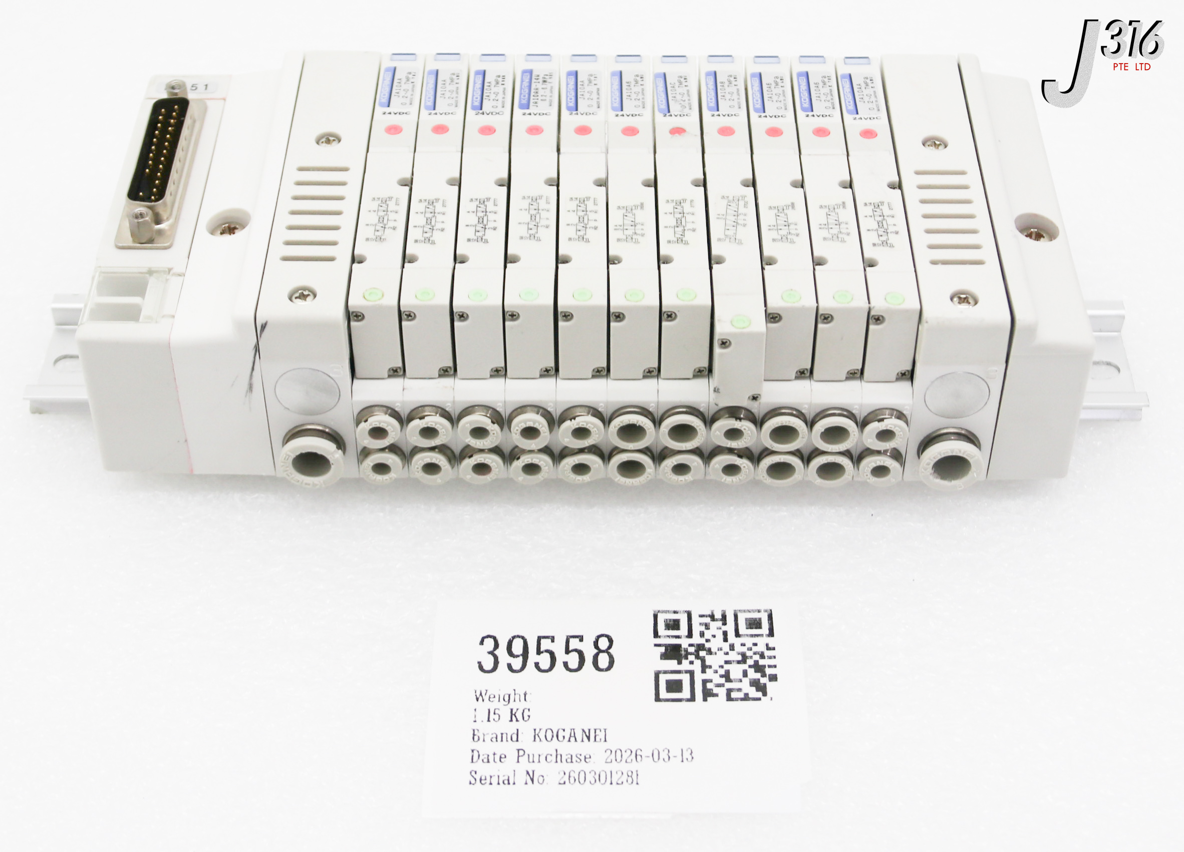 39558 KOGANEI 11SLOT-SOLENOID MANIFOLD VALVE JAM10PJ-1W