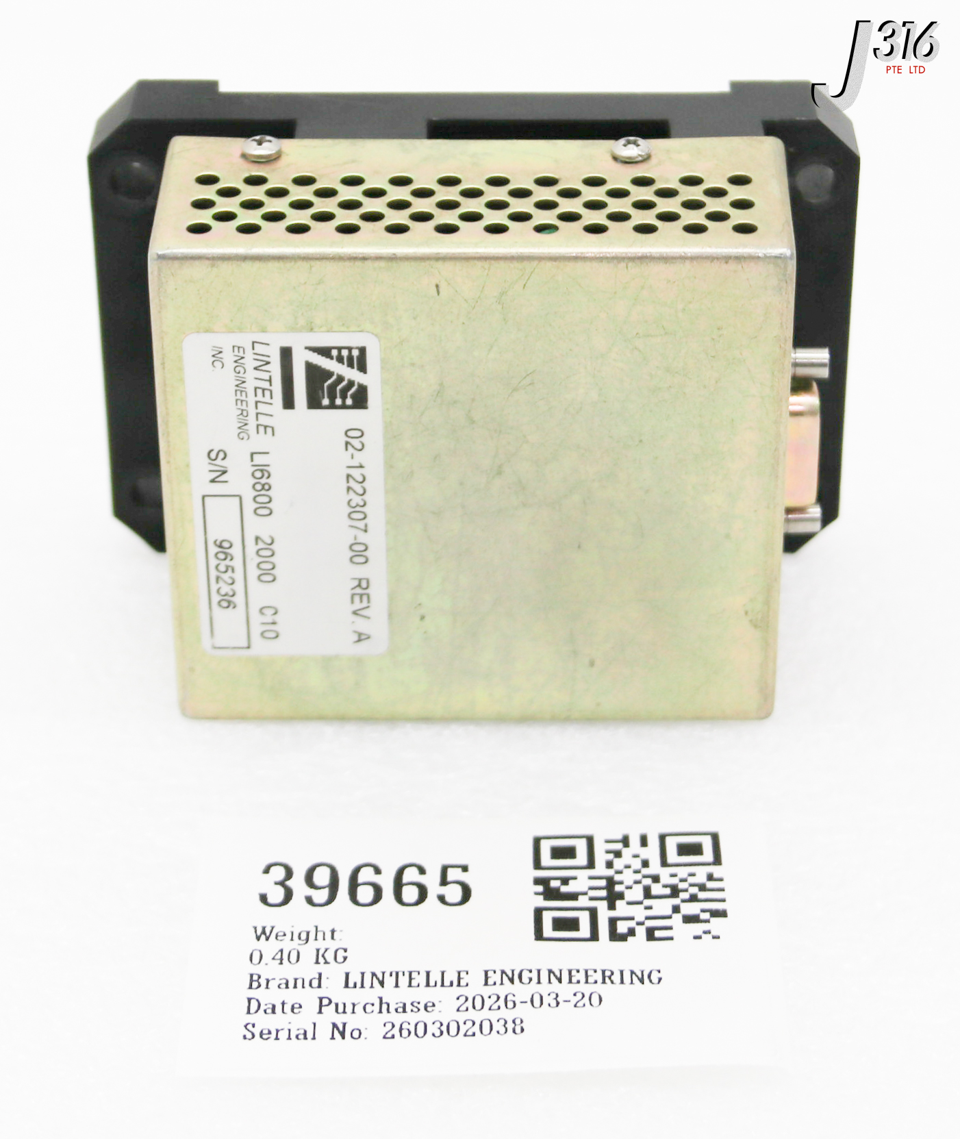 39665 NOVELLUS VERITY SEN DETECTOR 02-122307-00