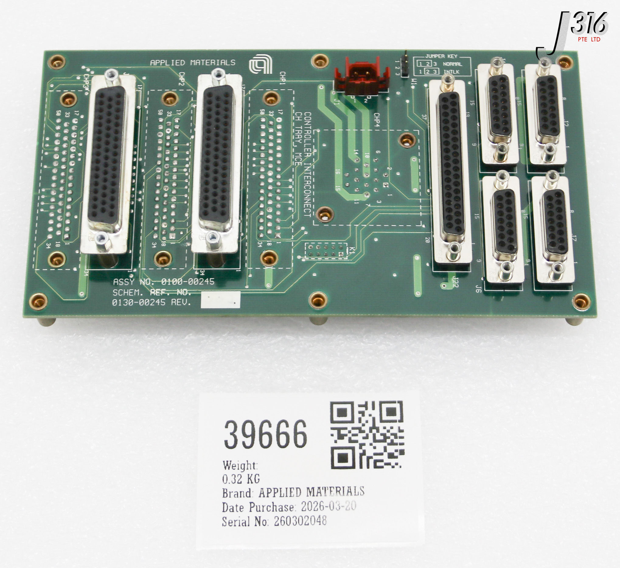 39666 APPLIED MATERIALS PCB ASSY CONTROLLER INTERCONN. CH TRAY 0100-00245