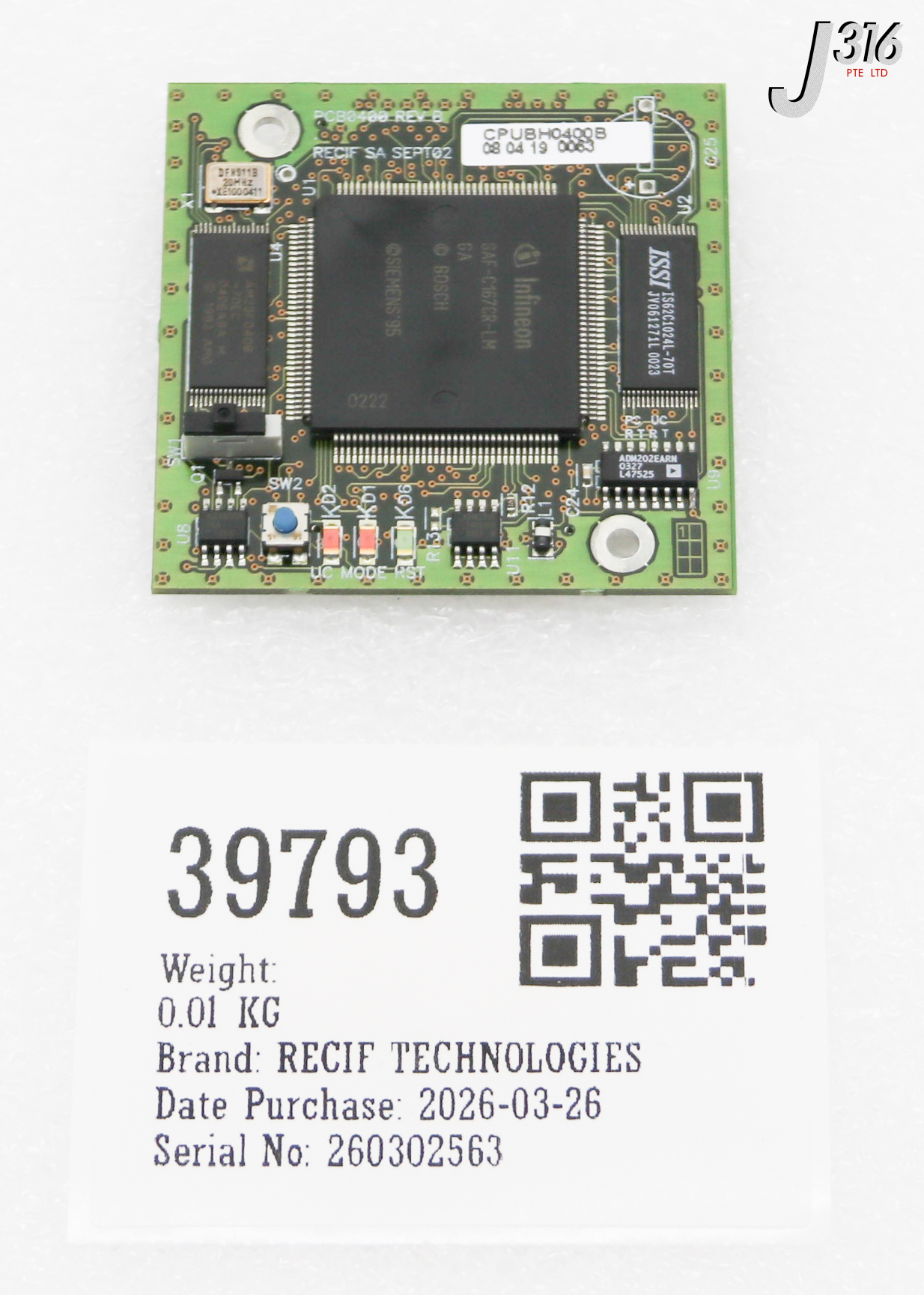 39793 RECIF TECHNOLOGIES PCB RECIF SA SEPT02 CPUBH0400B
