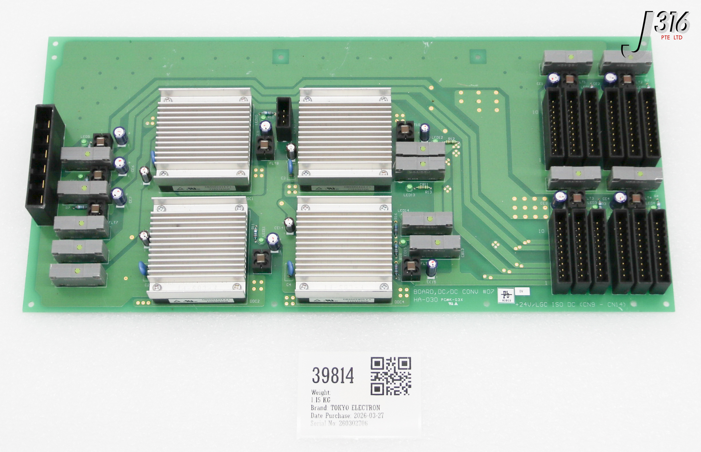 39814 TOKYO ELECTRON PCB BOARD, DC/DC CONV #07, PCMK-G3X HA-030