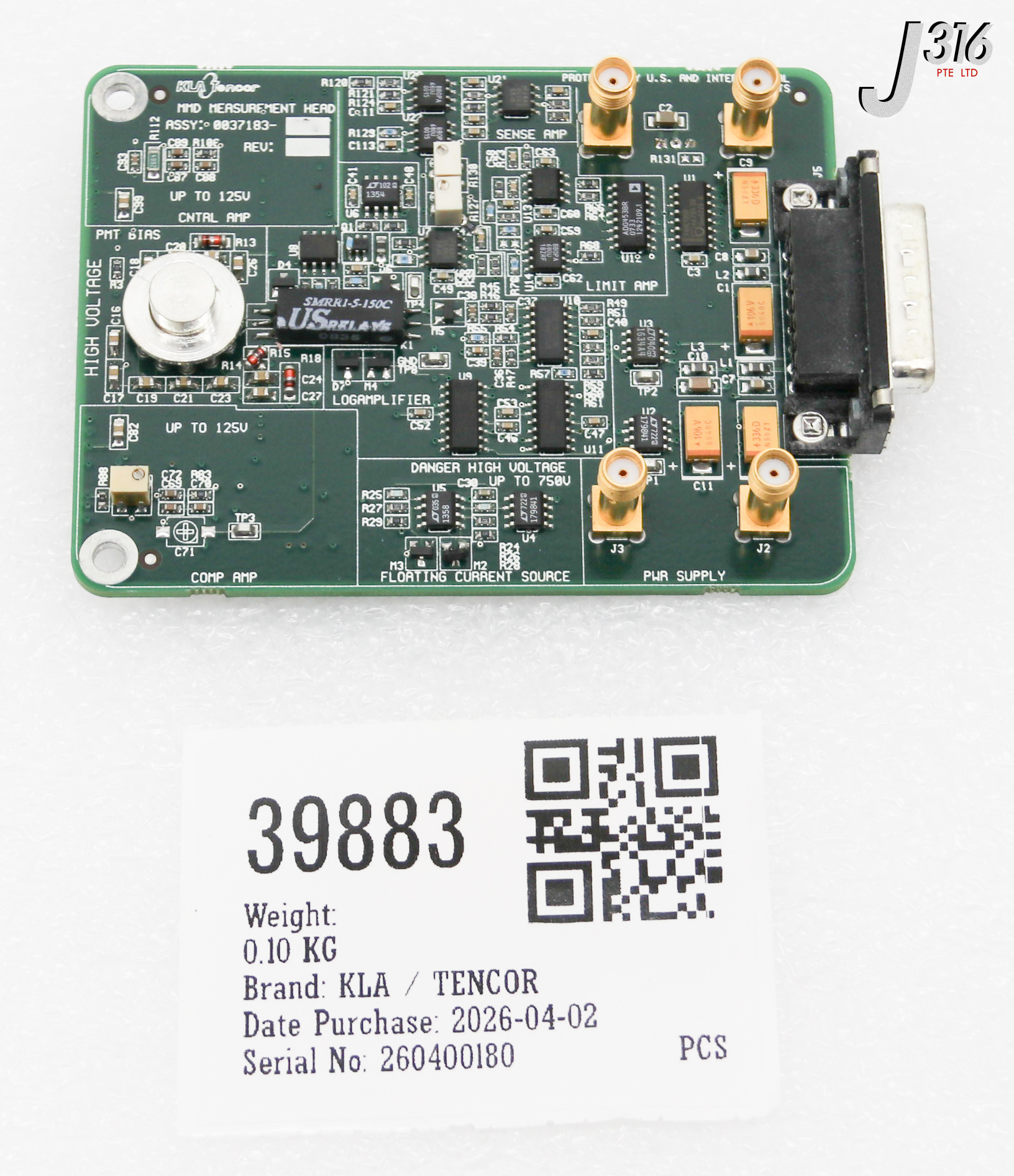 39883 KLA / TENCOR PCB, MMD MEASUREMENT HEAD 0037183-004