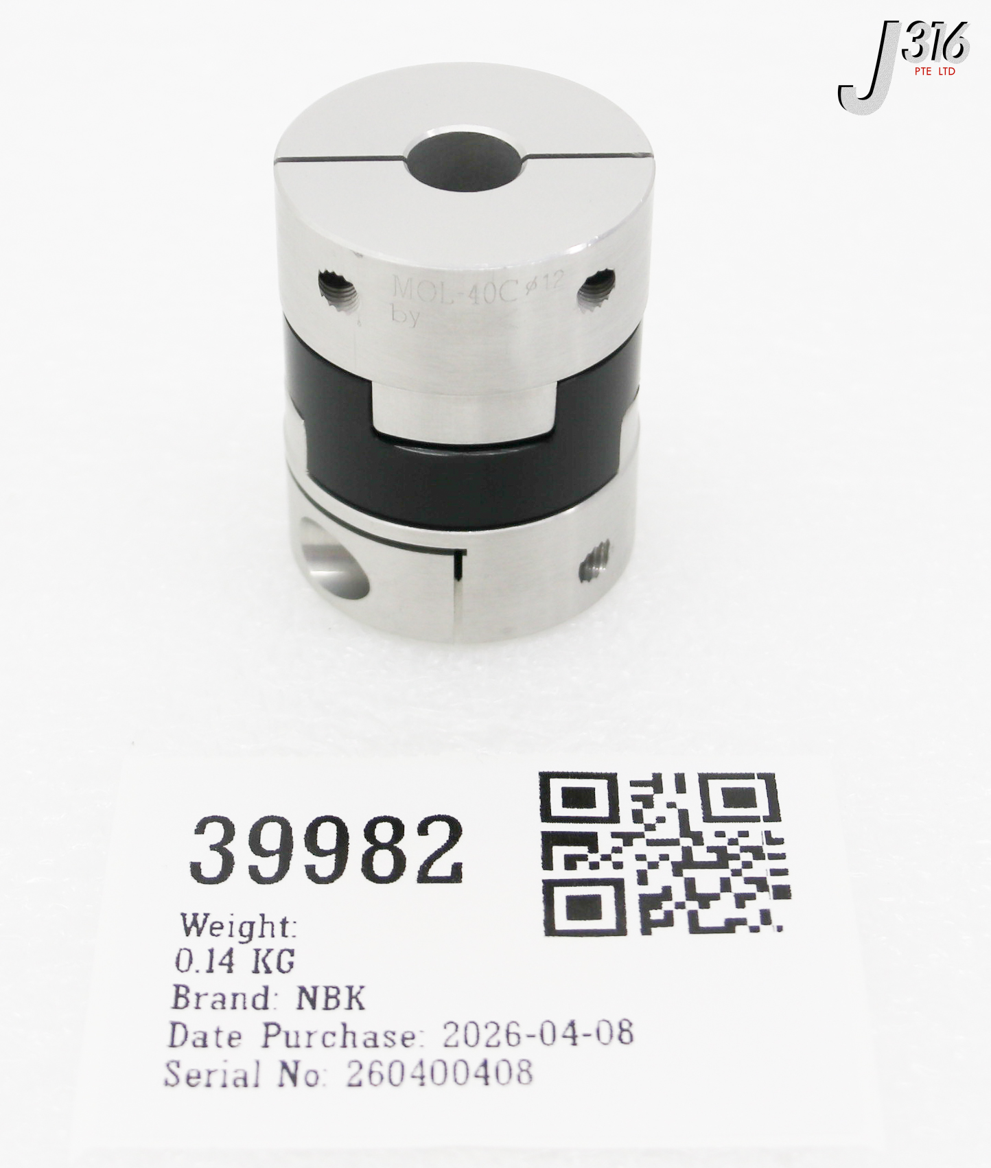 39982 NBK CLAMPING-TYPE OLDHAM FLEXIBLE SHAFT COUPLING, 12MM MOL-40C