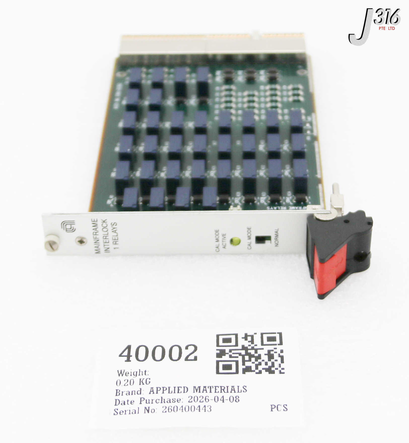 40002 APPLIED MATERIALS PCB, MAINFRAME INTERLOCK 1 RELAYS 0190-02362