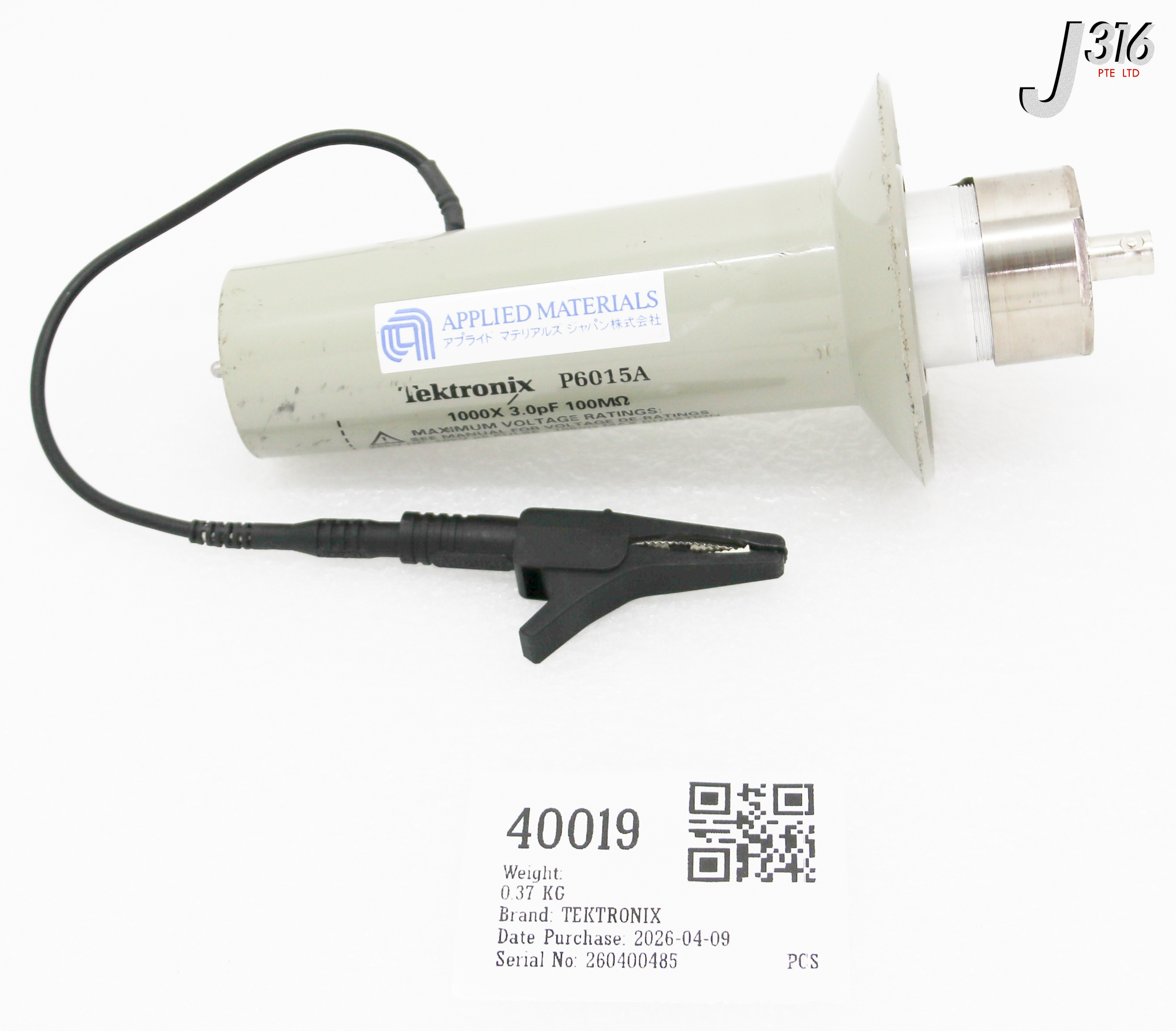 40019 APPLIED MATERIALS TEKTRONIX HIGH VOLTAGE PROBE, 1000 3.0PF 100M OHM P6015A