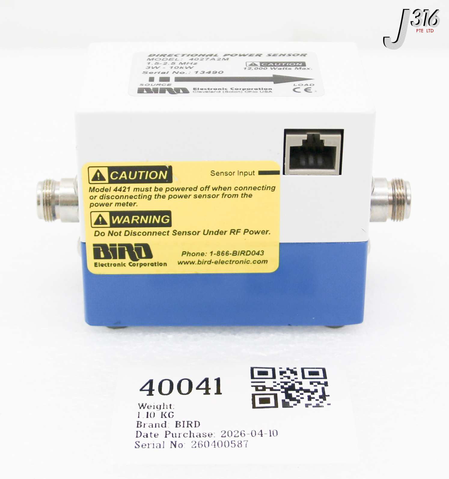 40041 BIRD DIRECTIONAL POWER SENSOR 1.5-2.5 MHZ, 3W-10KW, LAM 685-017617-001 (NEW) 4027A2M