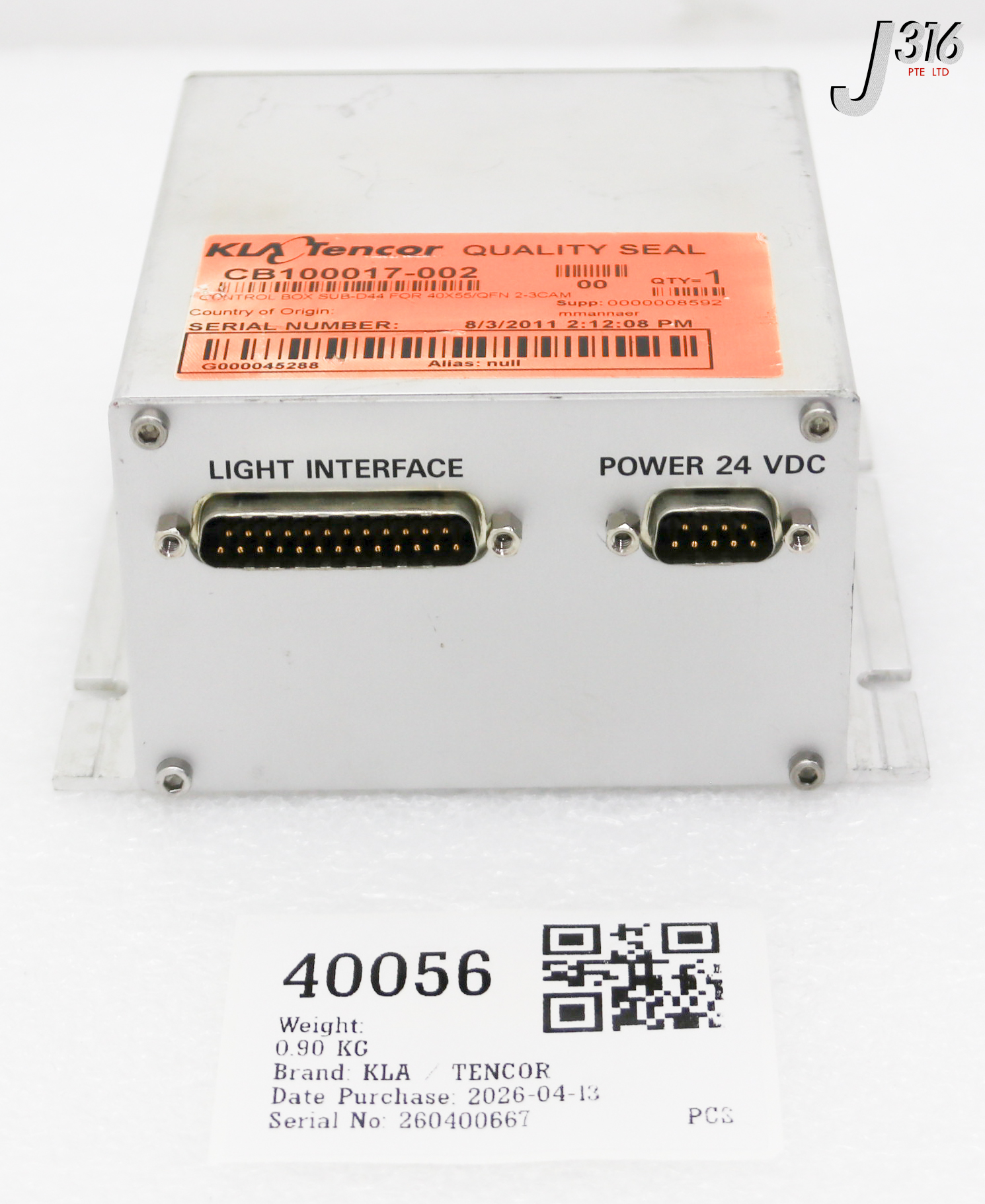 40056 KLA / TENCOR CONTROL BOX SUB-D44 FOR 40X55/QFN 2-3CAM, ICOS VISION SYSTEMS, PCB835/1/1 CB100017-002