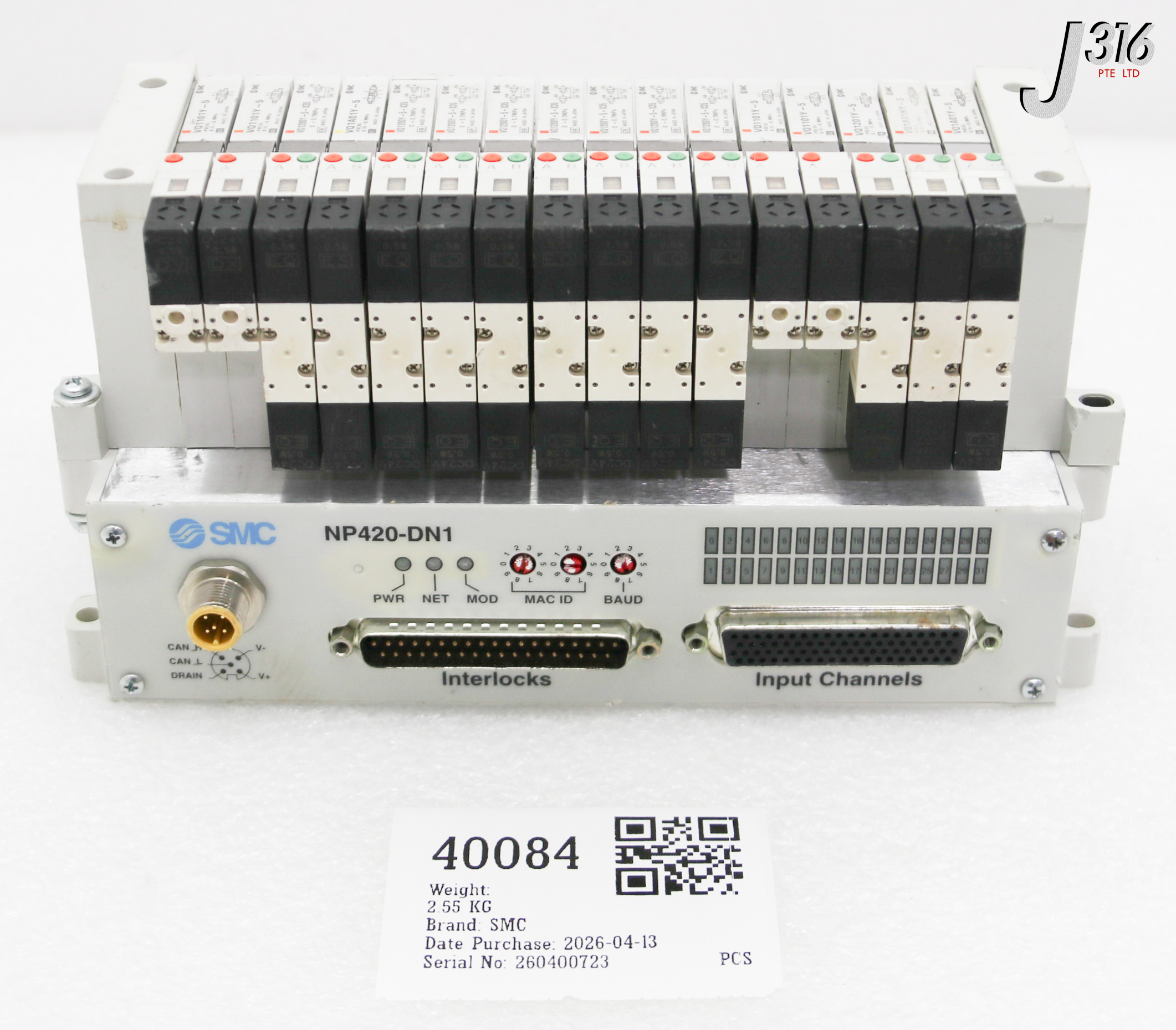 40084 SMC 16-SLOT PNEUMATIC MANIFOLD, VV5Q11-ULB970095, AMAT 4060-01101 NP420-DN1