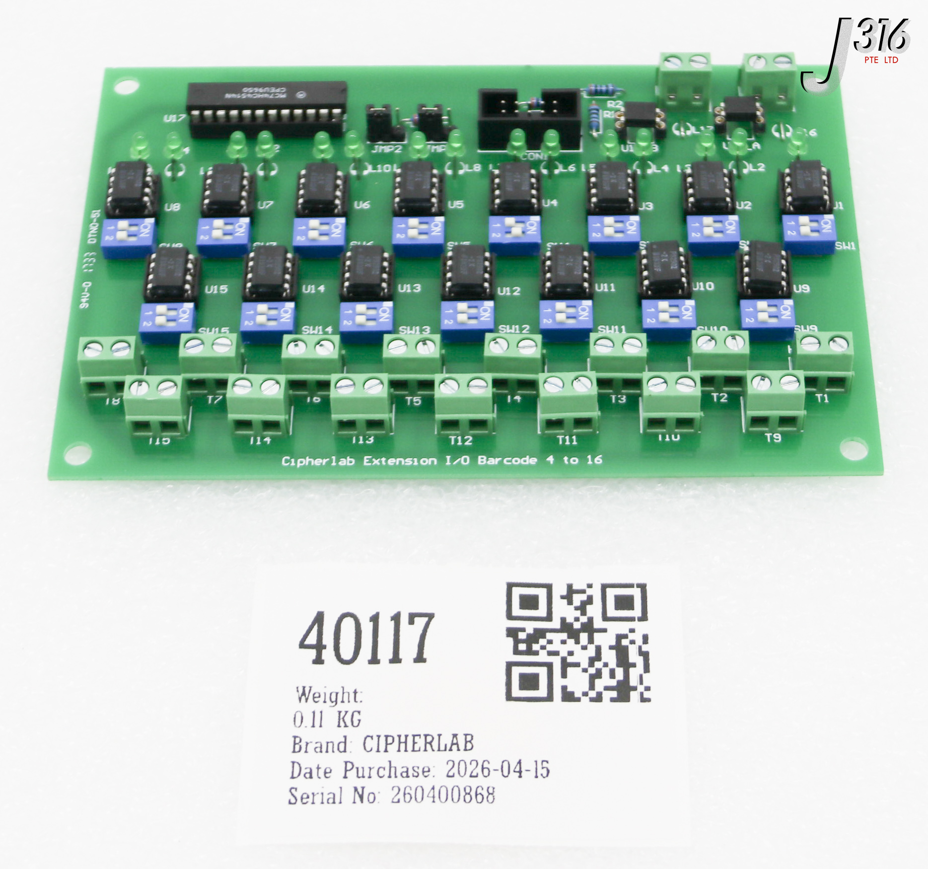 40117 CIPHERLAB PCB, EXTENSION I/O BARCODE 4 TO 16 DTNO-51