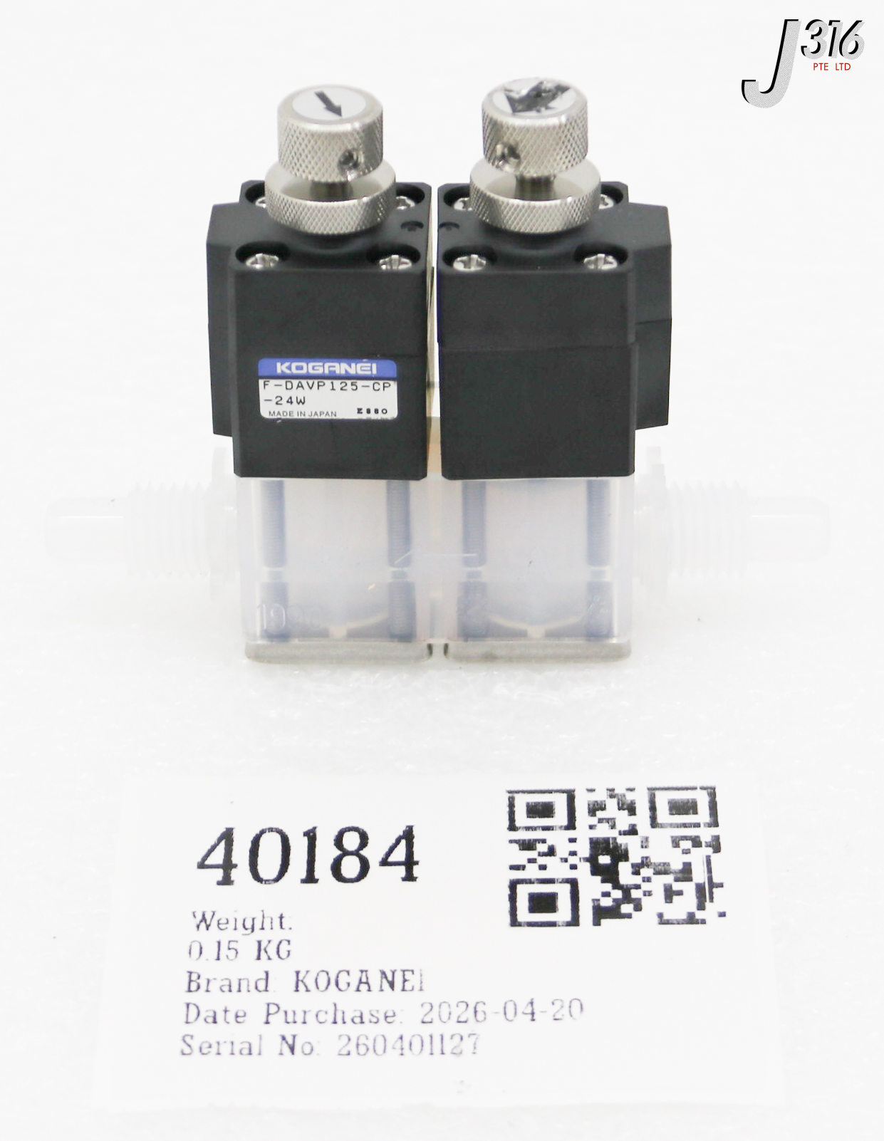 40184 KOGANEI VALVE F-DAVP125-CP-24W