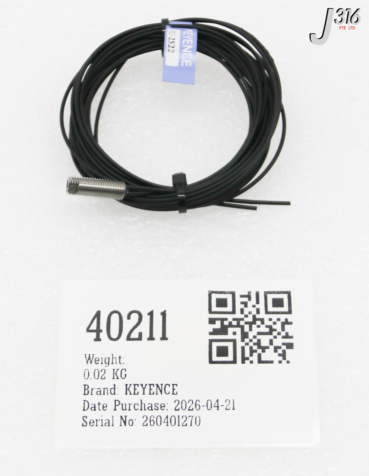 40211 KEYENCE REFLECTIVE FIBRE UNIT, 2M LENGTH FU-2522