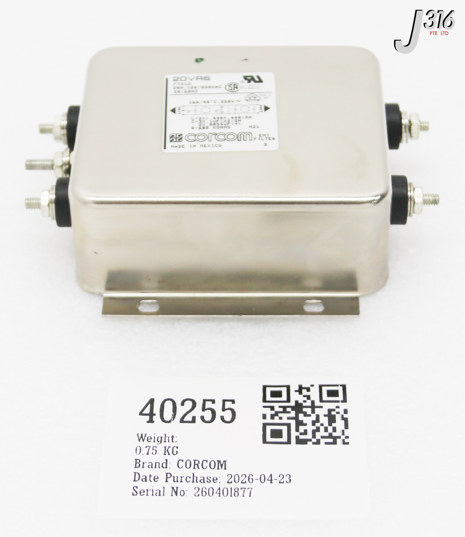 40255 CORCOM EMI FILTER 20VR6