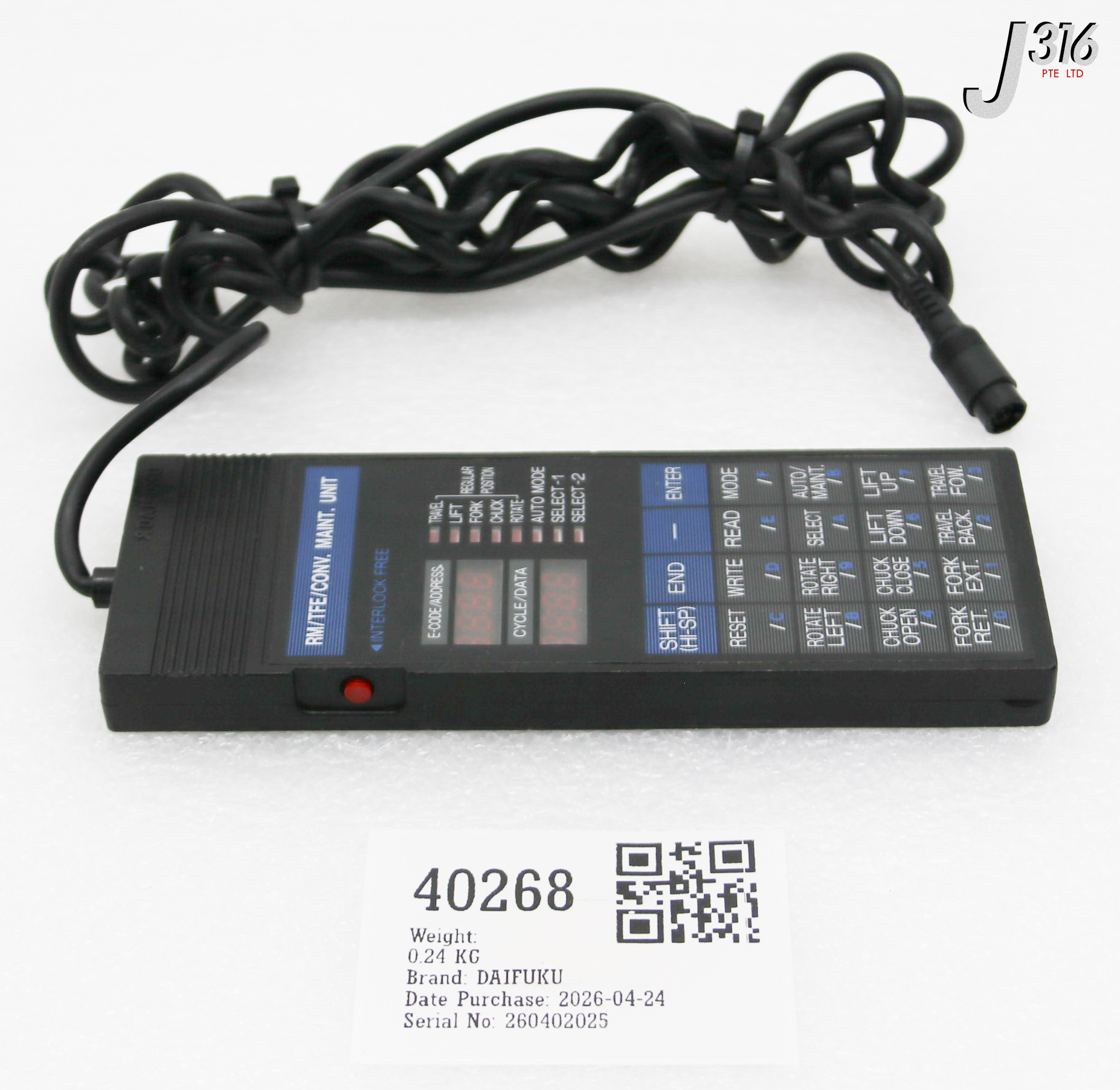 40268 DAIFUKU RM/TFE/CONV.MAINTENANCE UNIT CONTROLLER, 7A00580D4 AGH8AA10