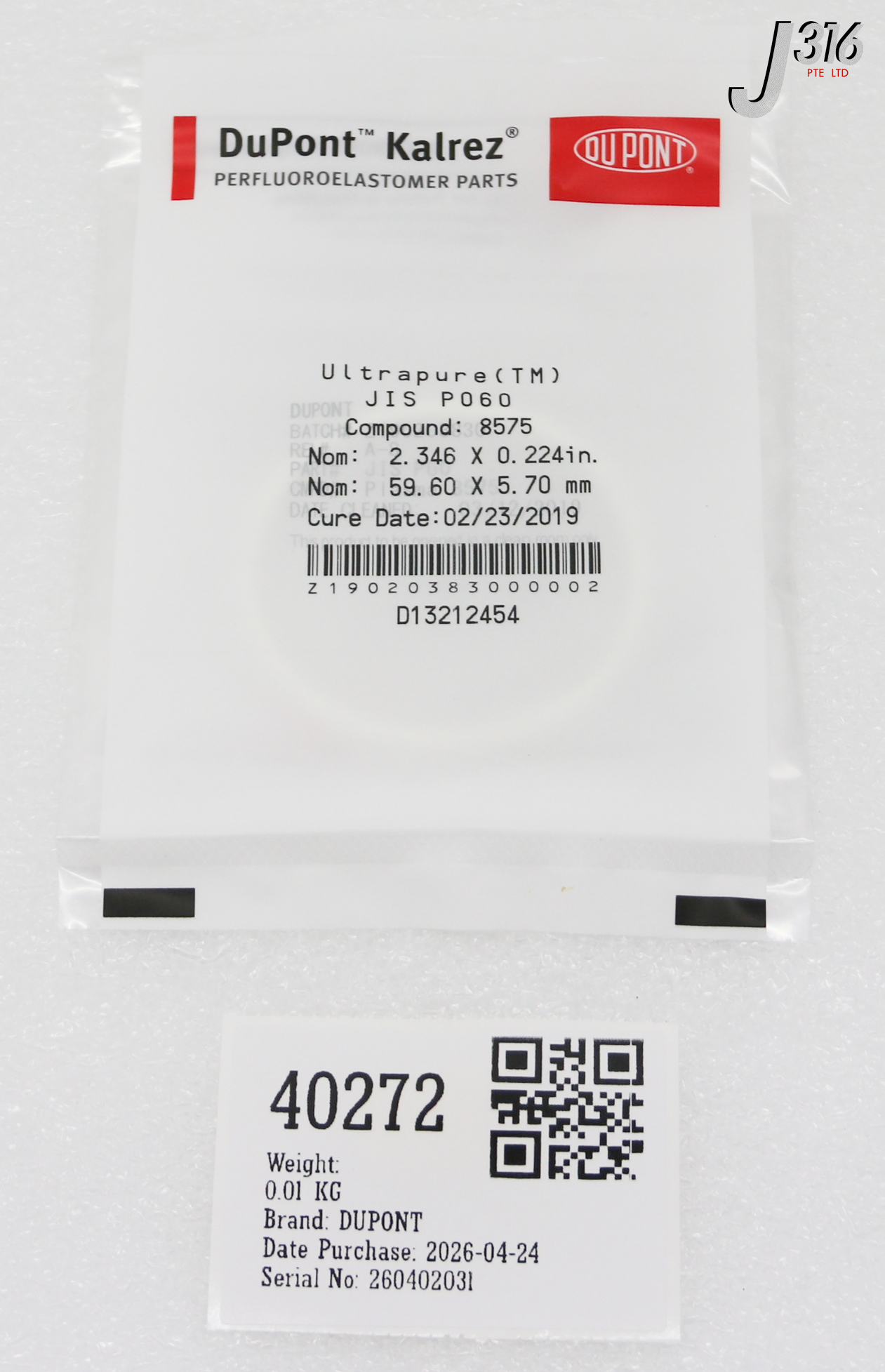 40272 DUPONT KALREZ 8575 JIS P060 ORING (NEW) D13212454